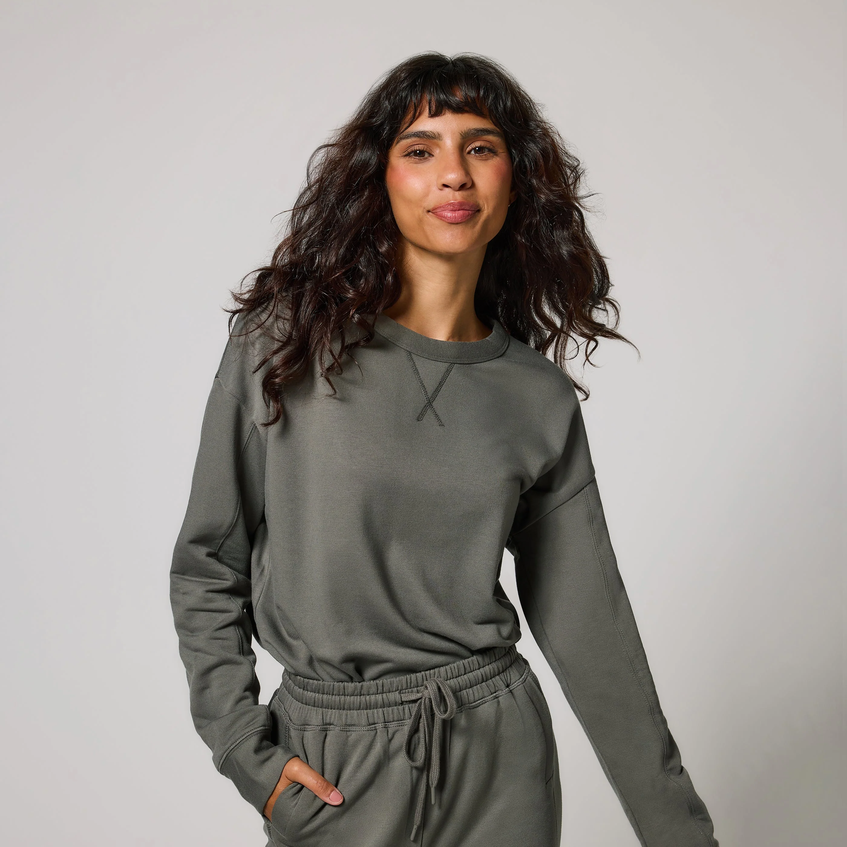 Curve Luxe Lounge Sweatshirt - Slate Green - Image 5