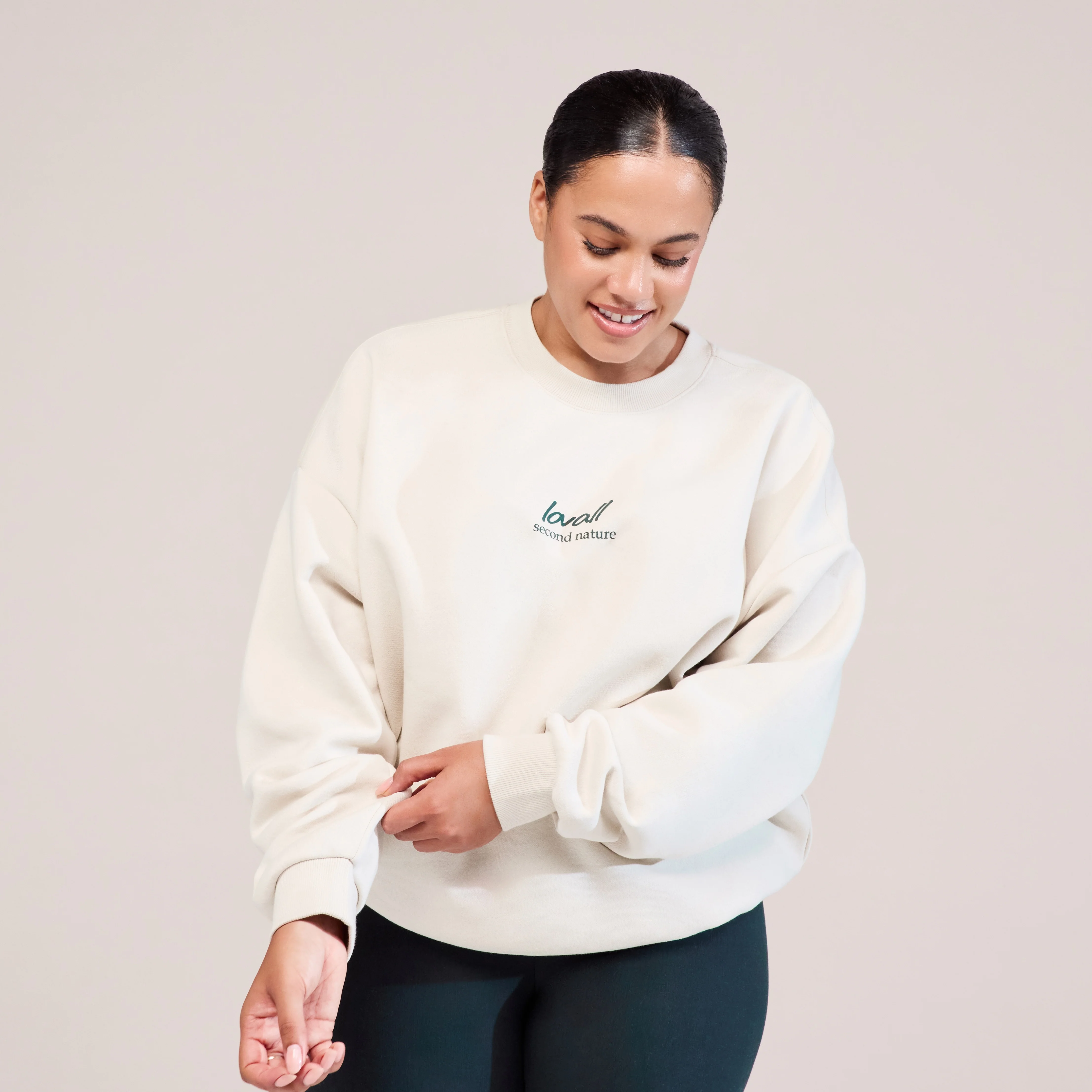 Curve Organic Oversized Sweatshirt Landscape - Ecru - Image 4