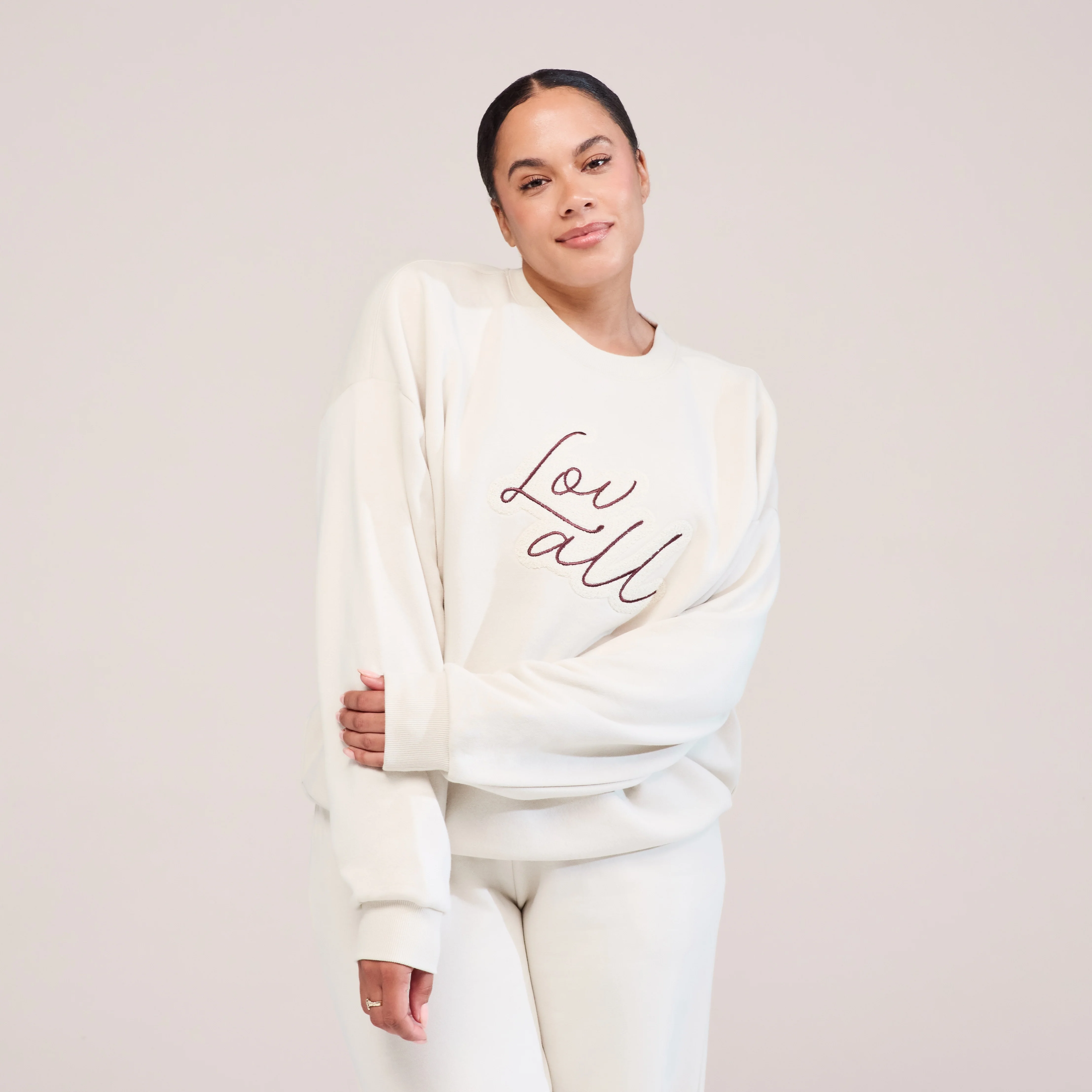 Curve Organic Oversized Sweatshirt Lovall Script - Ecru - Image 2