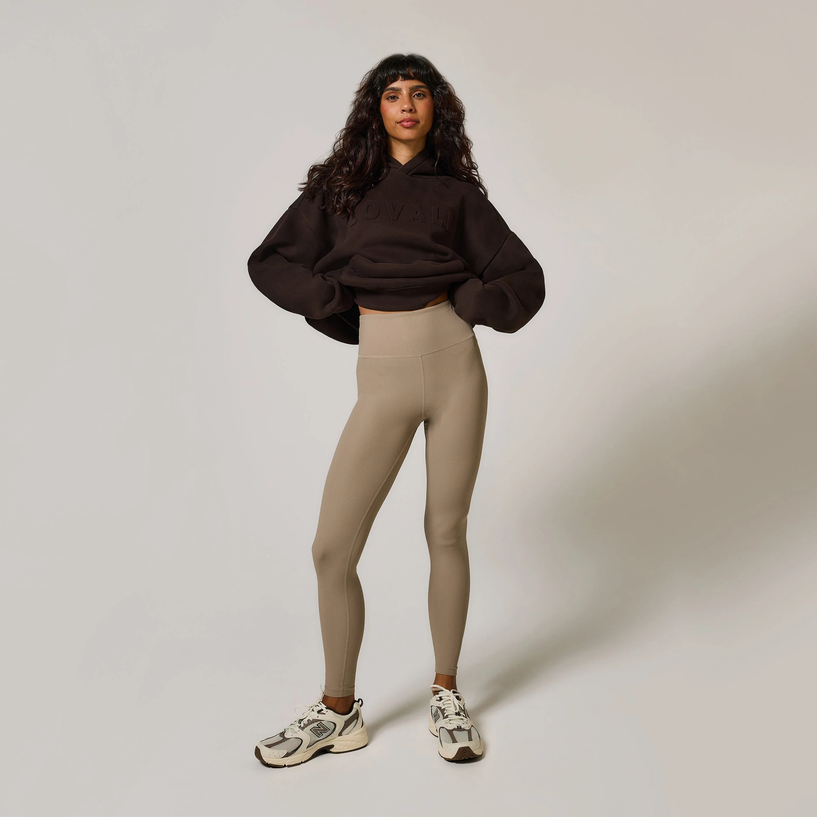Curve Ribbed Leggings - Stone - Image 2
