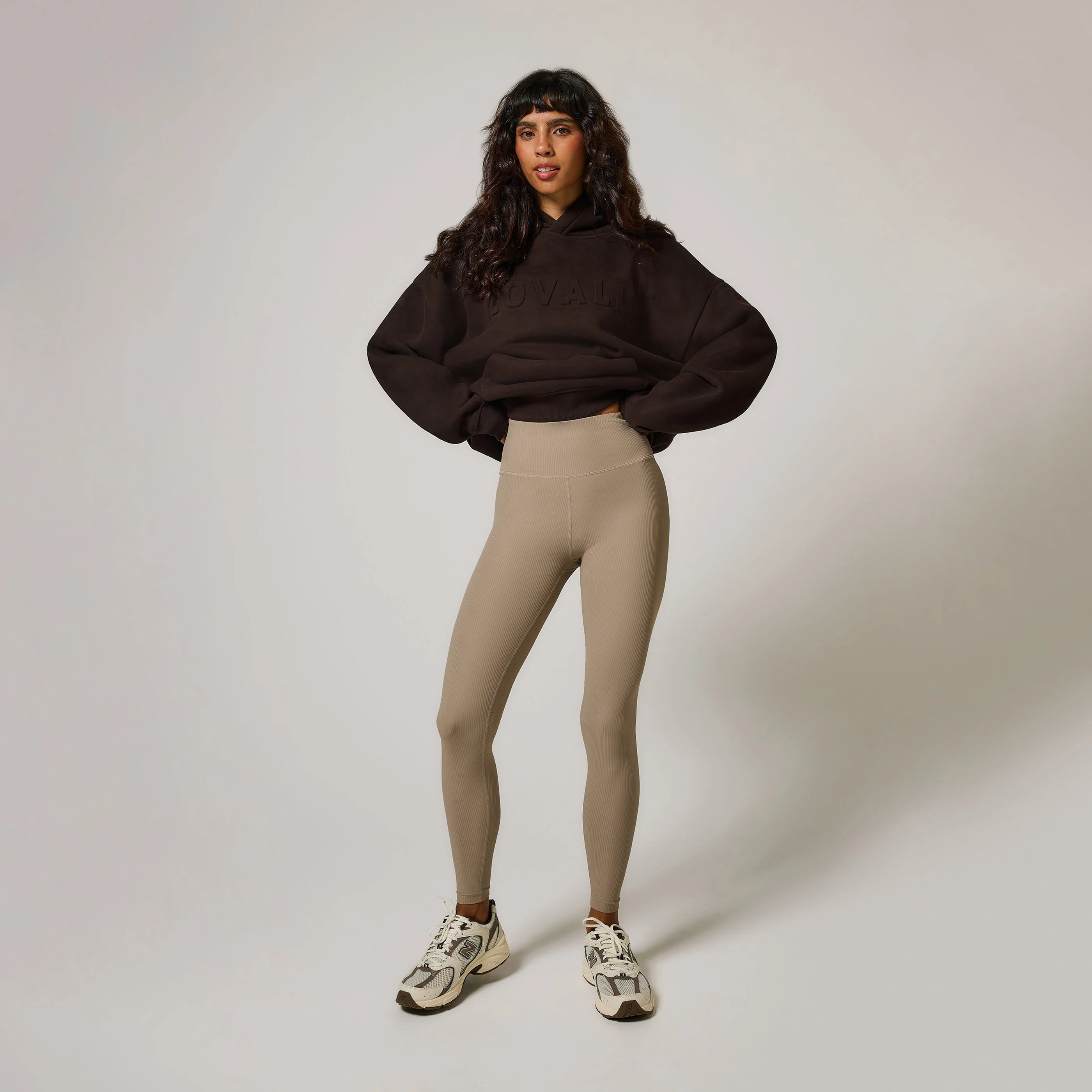 Curve Ribbed Leggings - Stone - Image 3