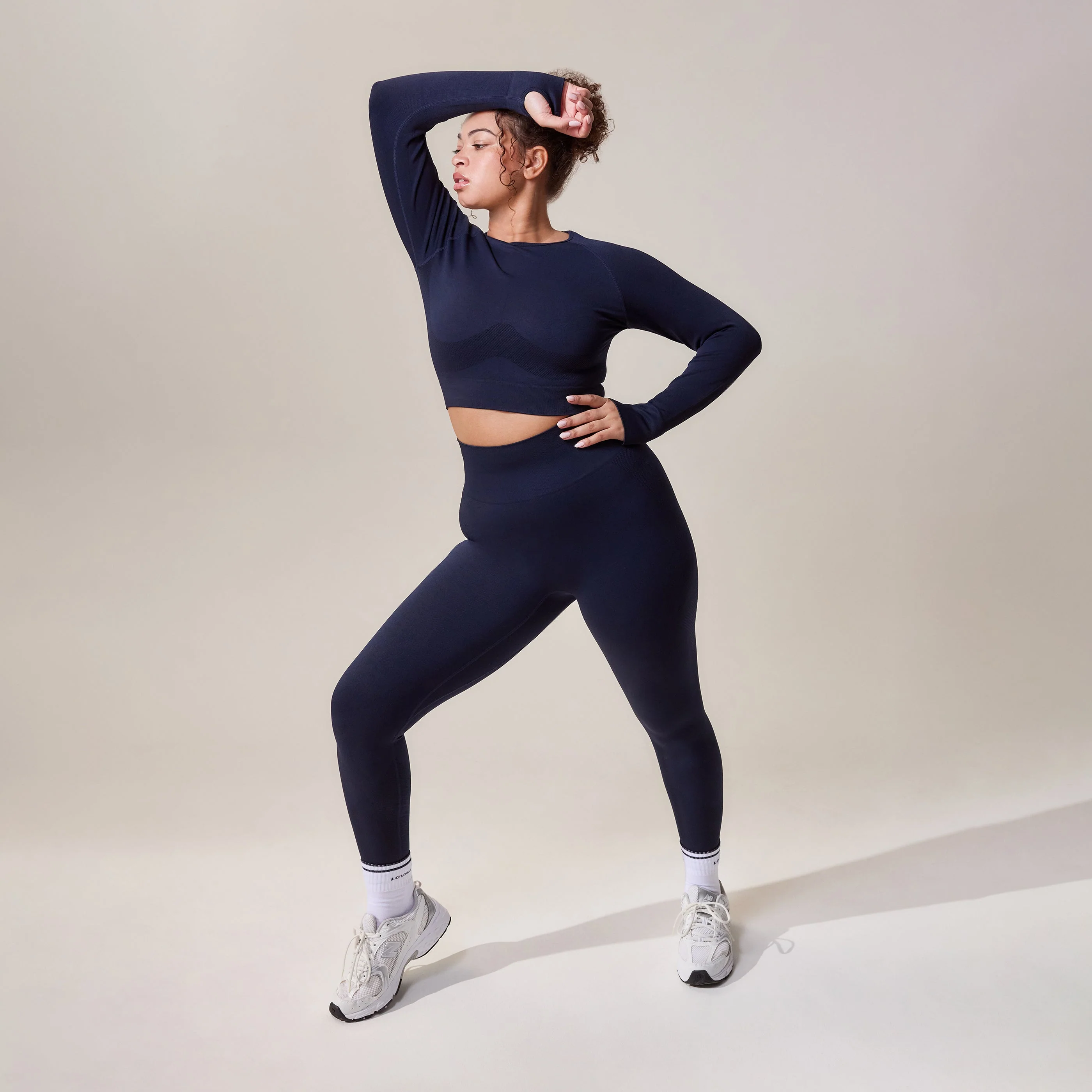 Curve Sculpt Seamless Long Sleeve Top - Deep Navy - Image 5