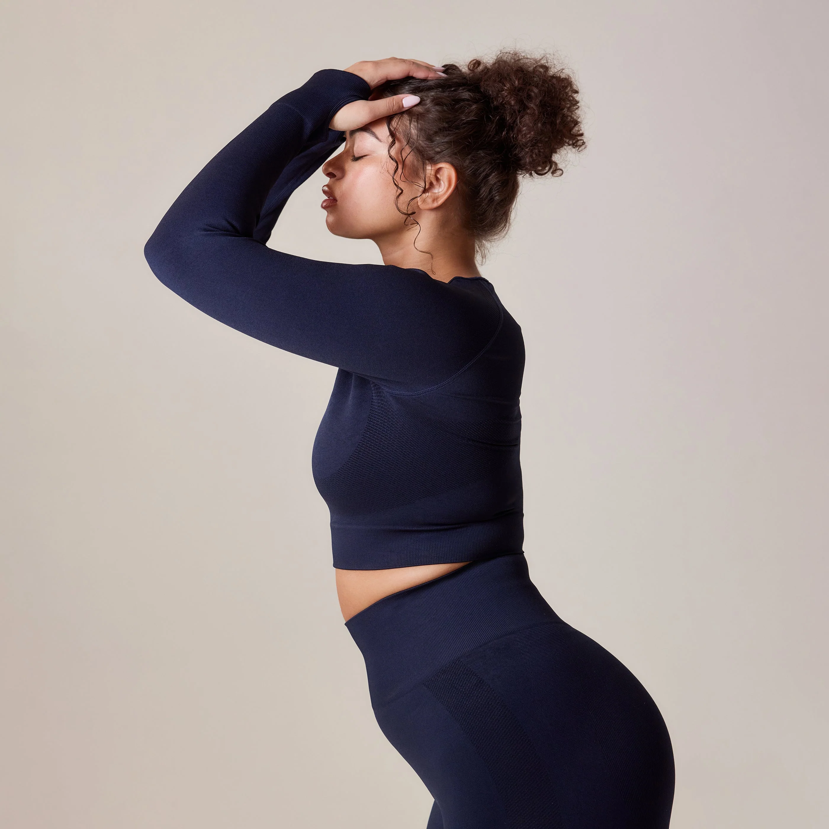 Curve Sculpt Seamless Long Sleeve Top - Deep Navy - Image 6