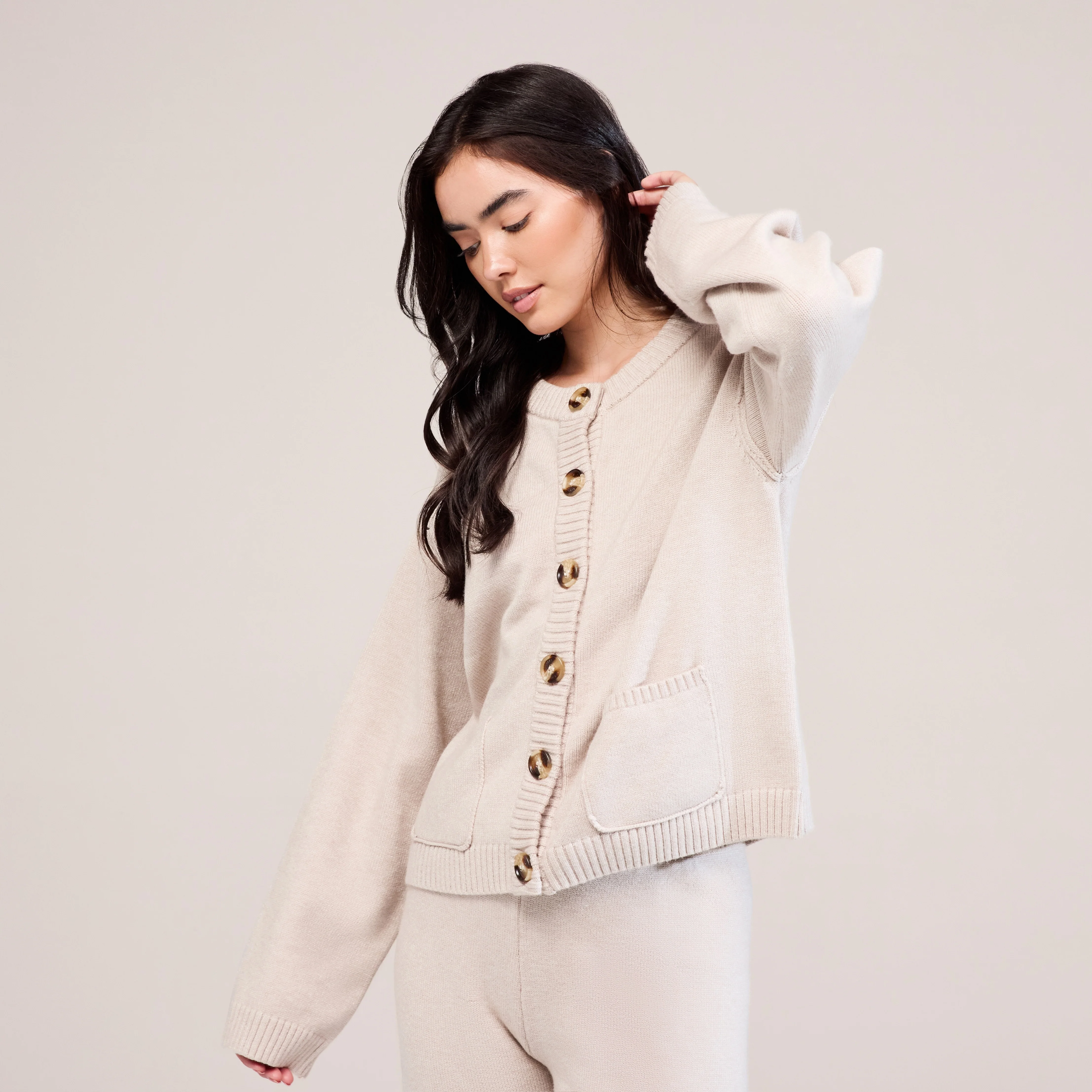 Soft Knit Cardigan - Beige - Image 2