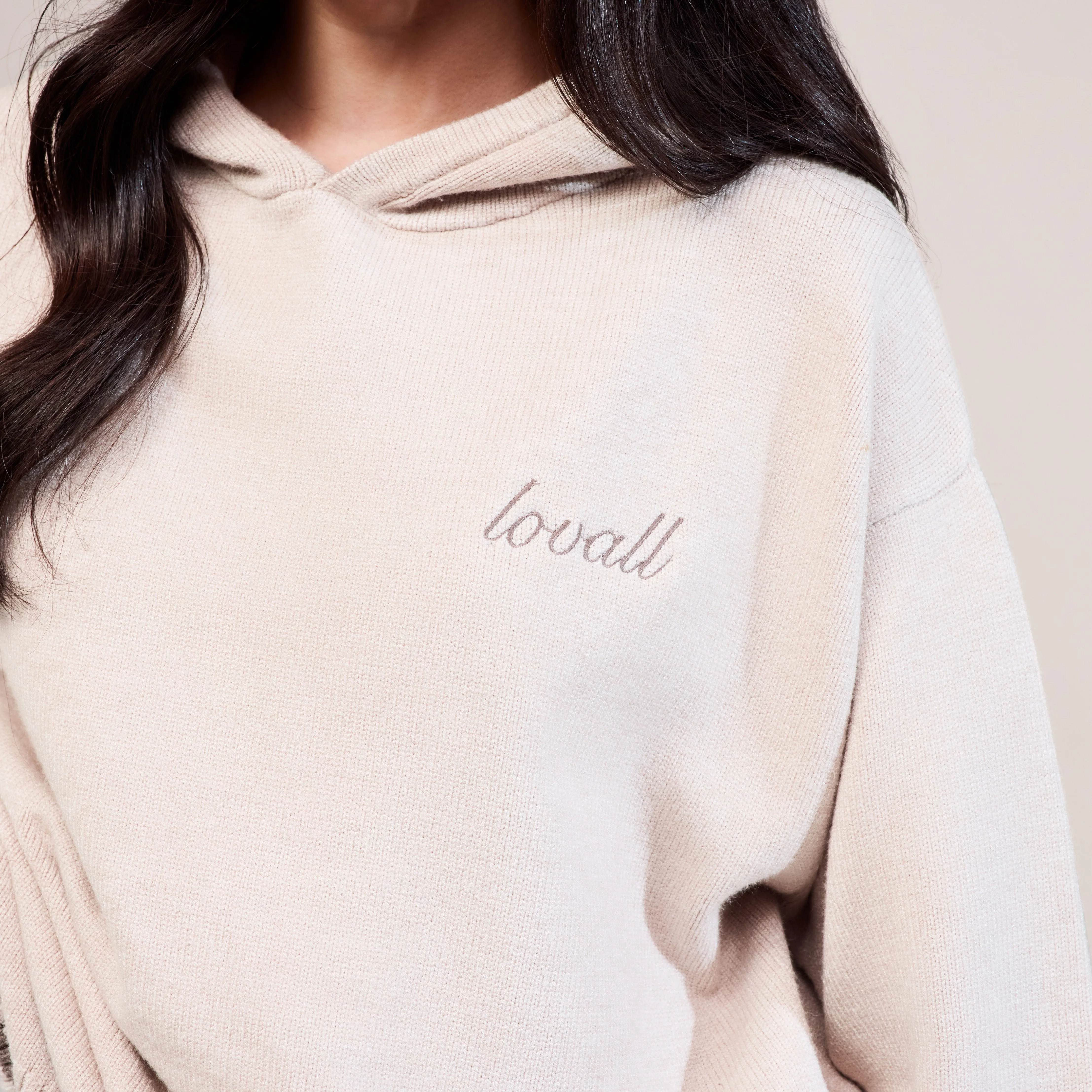 Soft Knit Hooded Jumper - Beige - Image 4