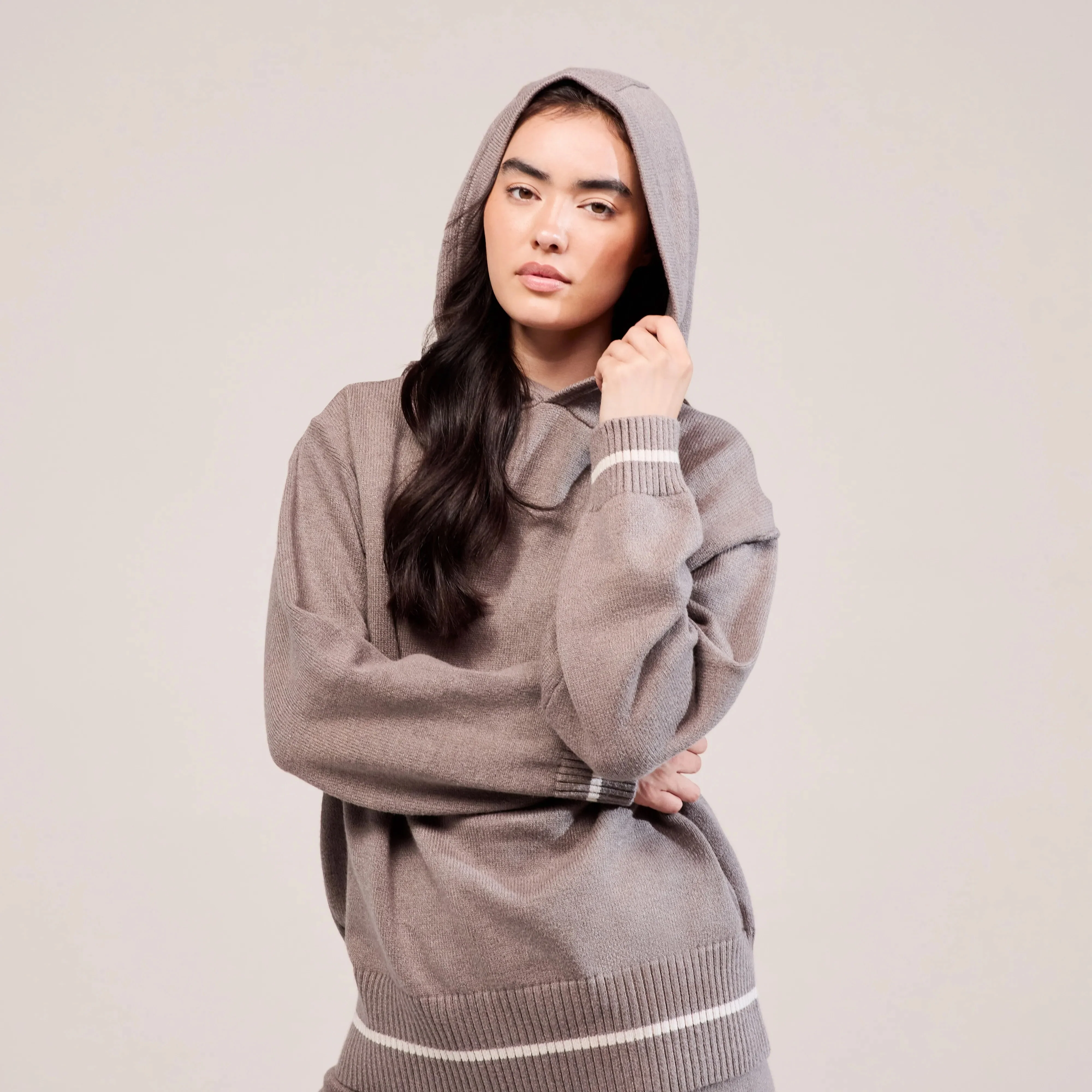 Soft Knit Hooded Jumper - Mocha - Image 2