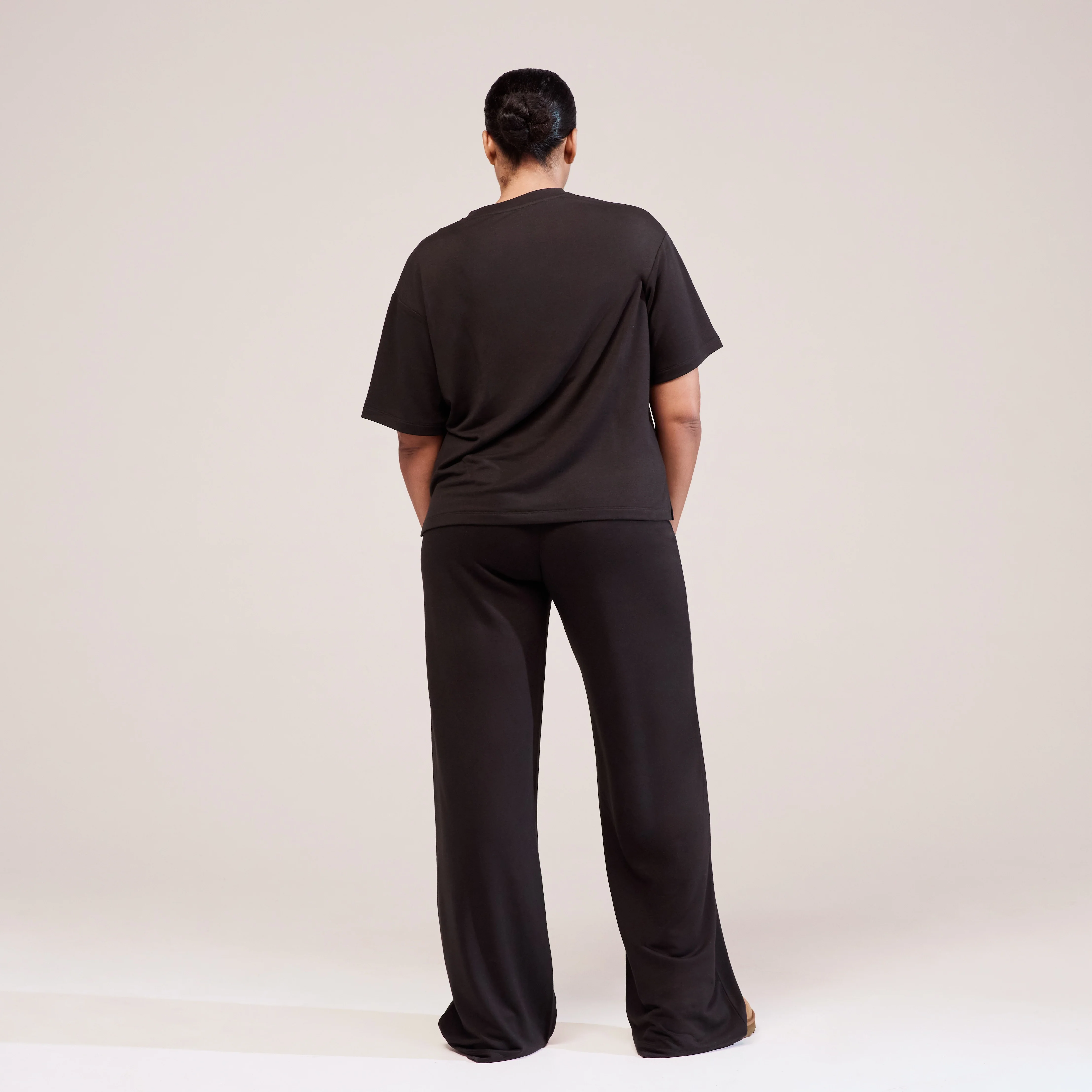 Curve Soft Touch Wide Leg Lounge Set - Black Coffee - Image 3