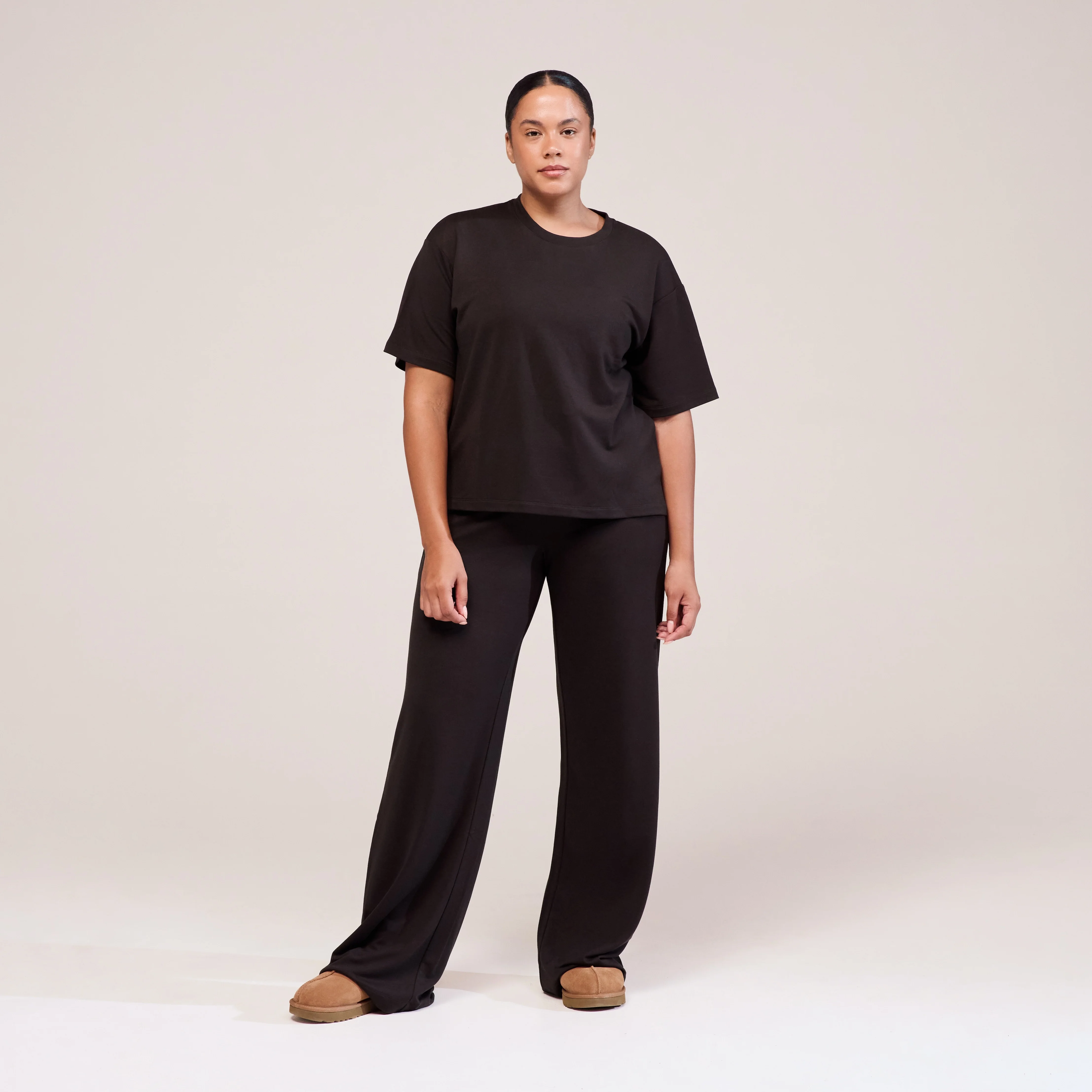 Curve Soft Touch Wide Leg Lounge Set - Black Coffee - Image 5