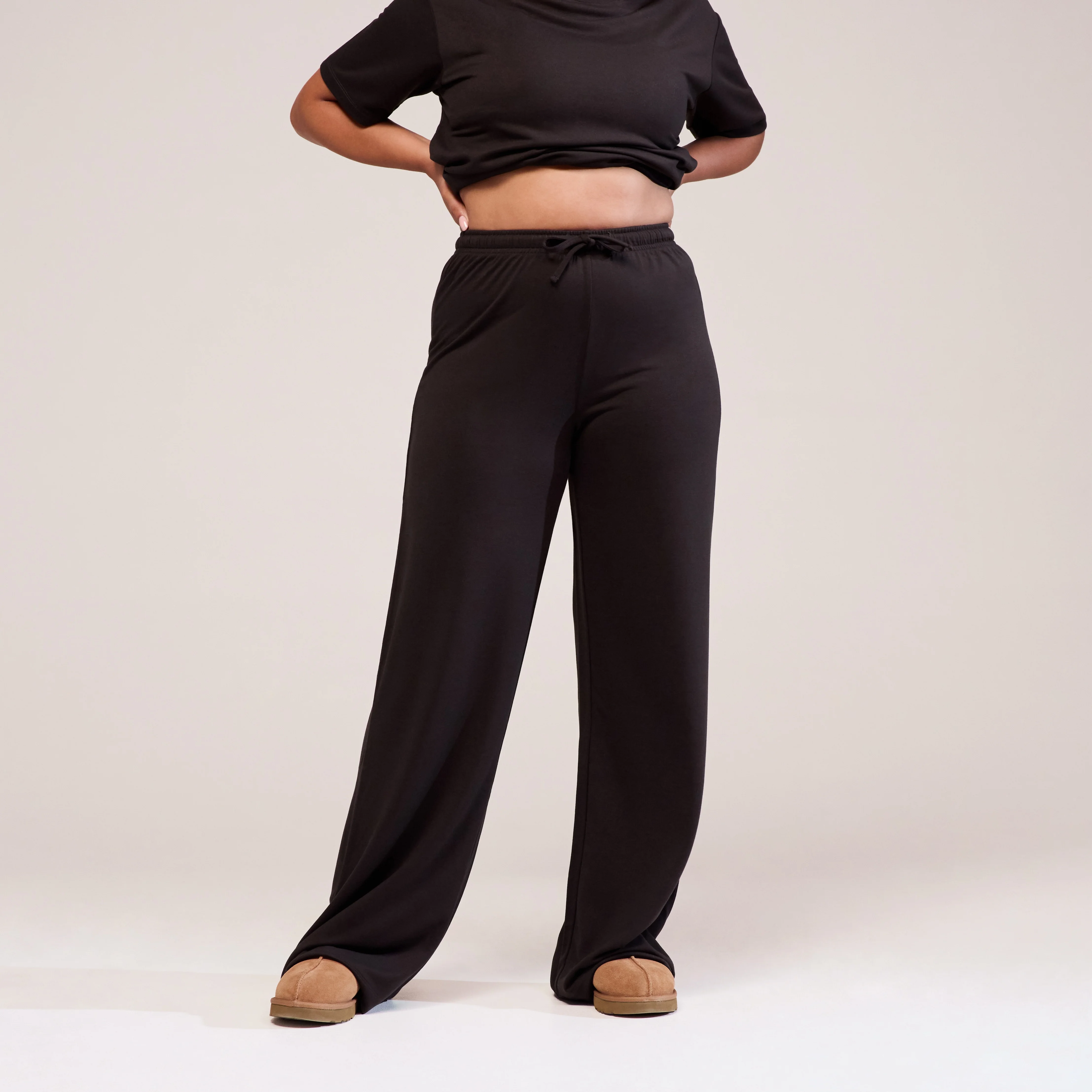 Curve Soft Touch Wide Leg Lounge Set - Black Coffee - Image 6