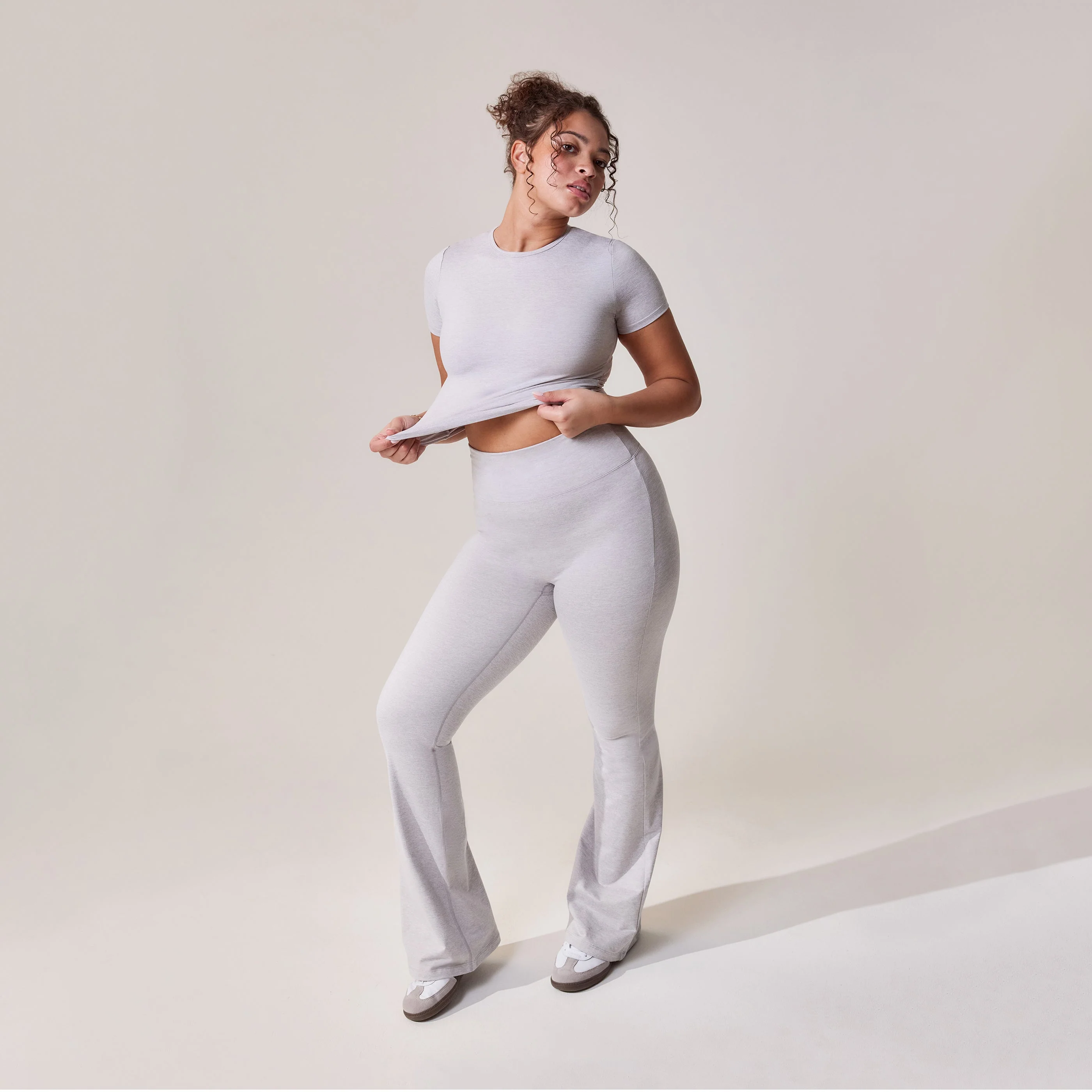 Curve Ultimate Everyday Flare Leggings - Light Grey Marl - Image 2