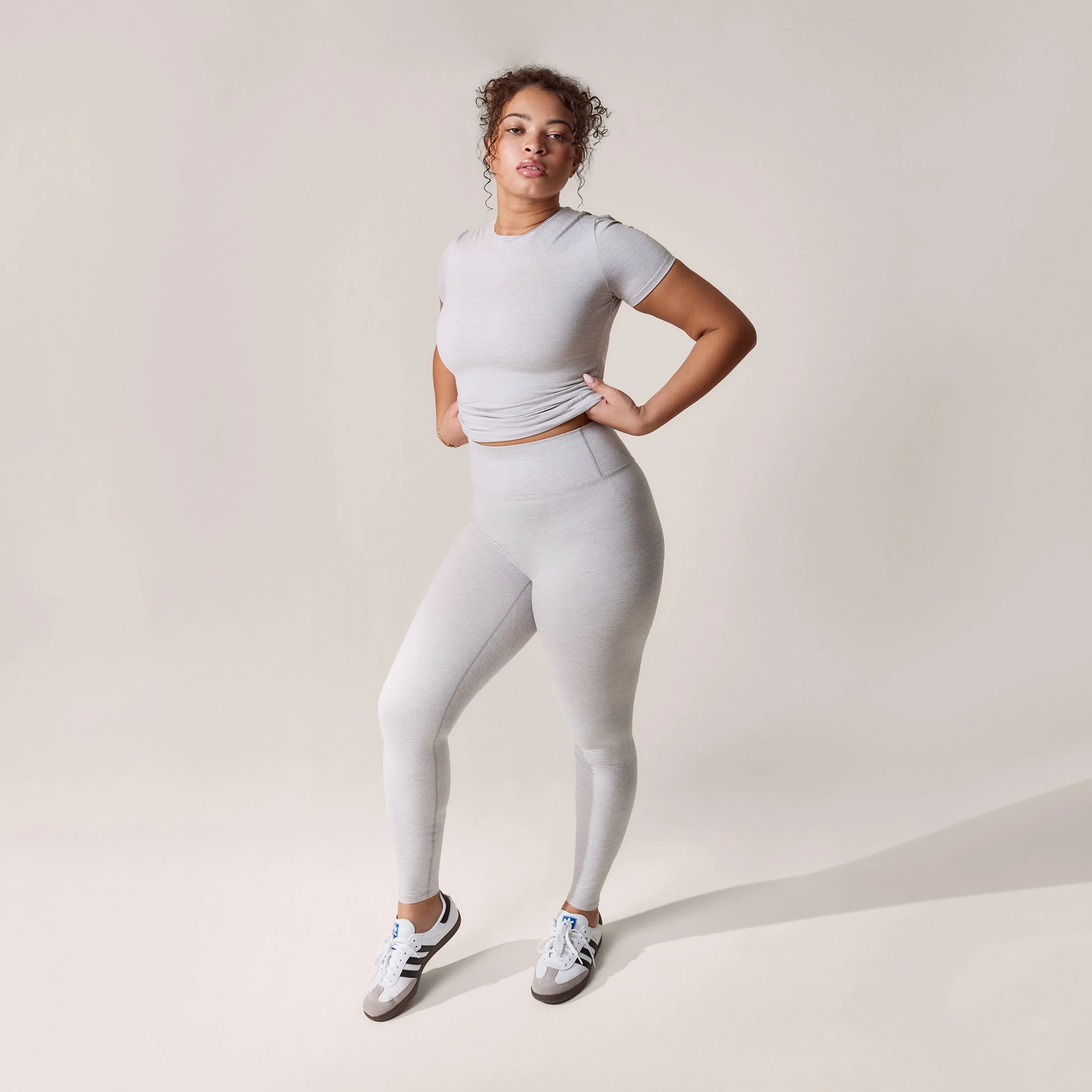 Curve Ultimate Everyday Leggings - Light Grey Marl - Image 2