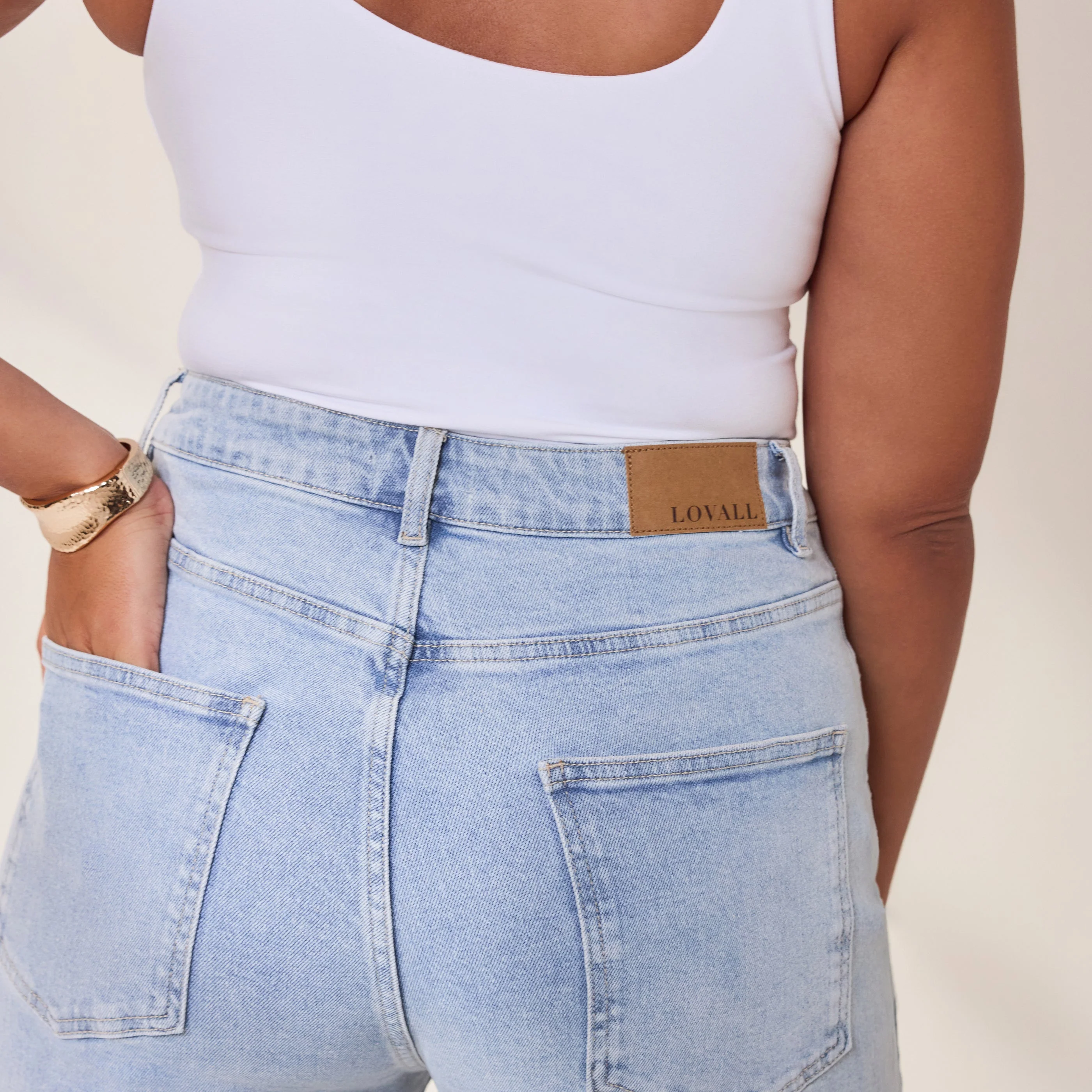 Curve Wide Leg Jeans - Light Bleach - Image 4