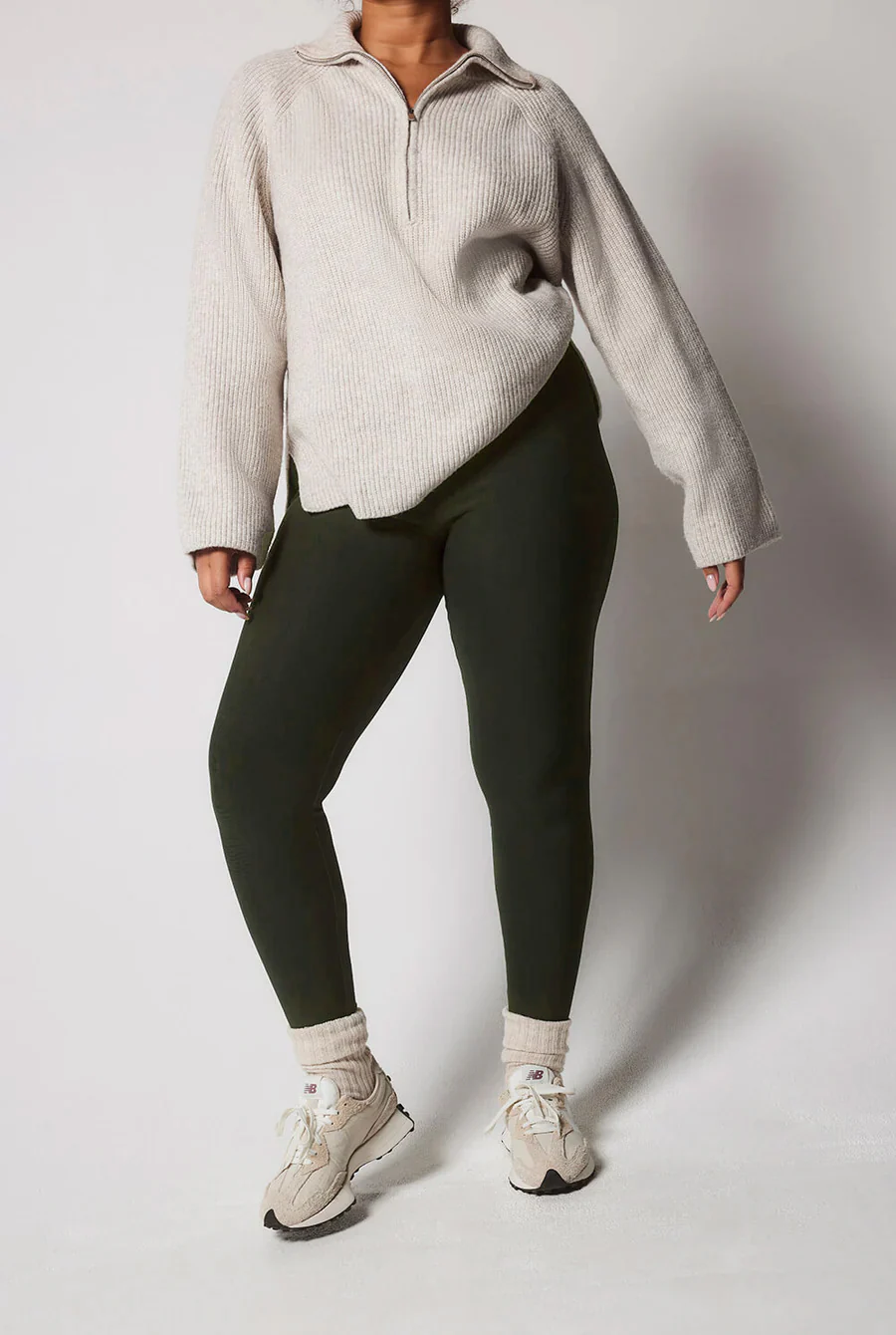 Curve Winter Everyday High Waisted Leggings - Deep Olive - Image 4