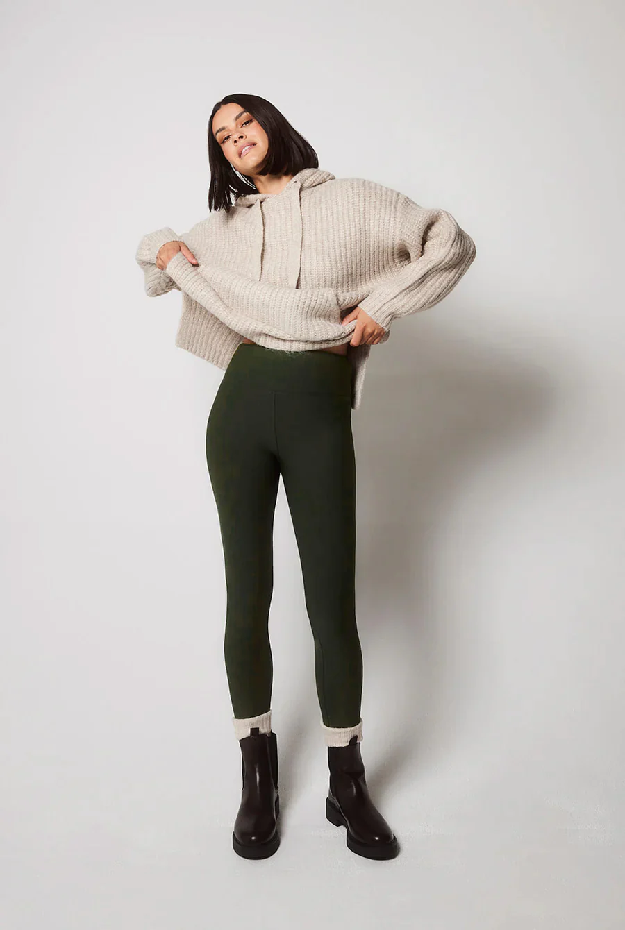 Curve Winter Everyday High Waisted Leggings - Deep Olive - Image 6