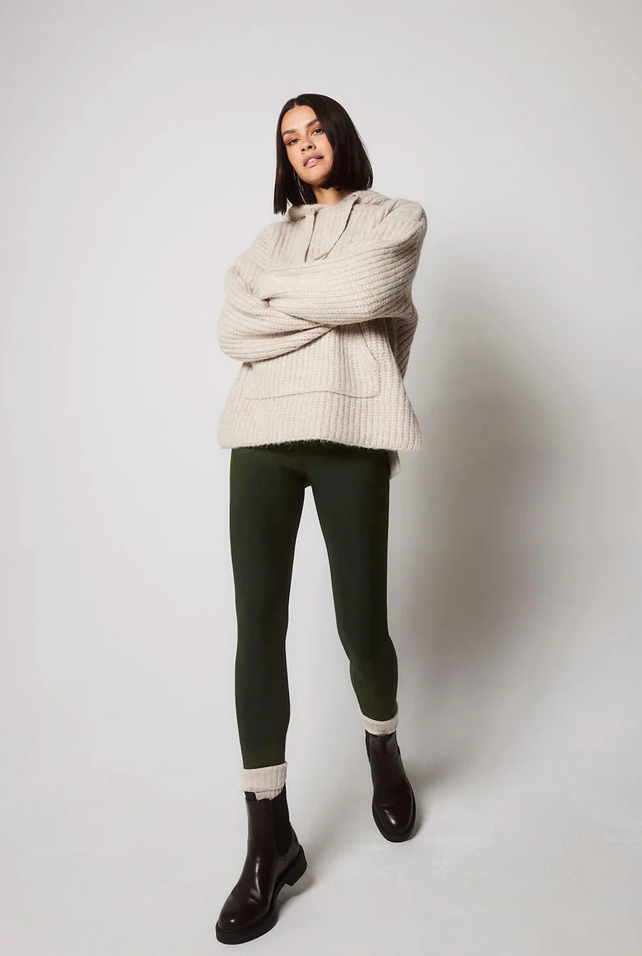 Curve Winter Everyday High Waisted Leggings - Deep Olive - Image 7