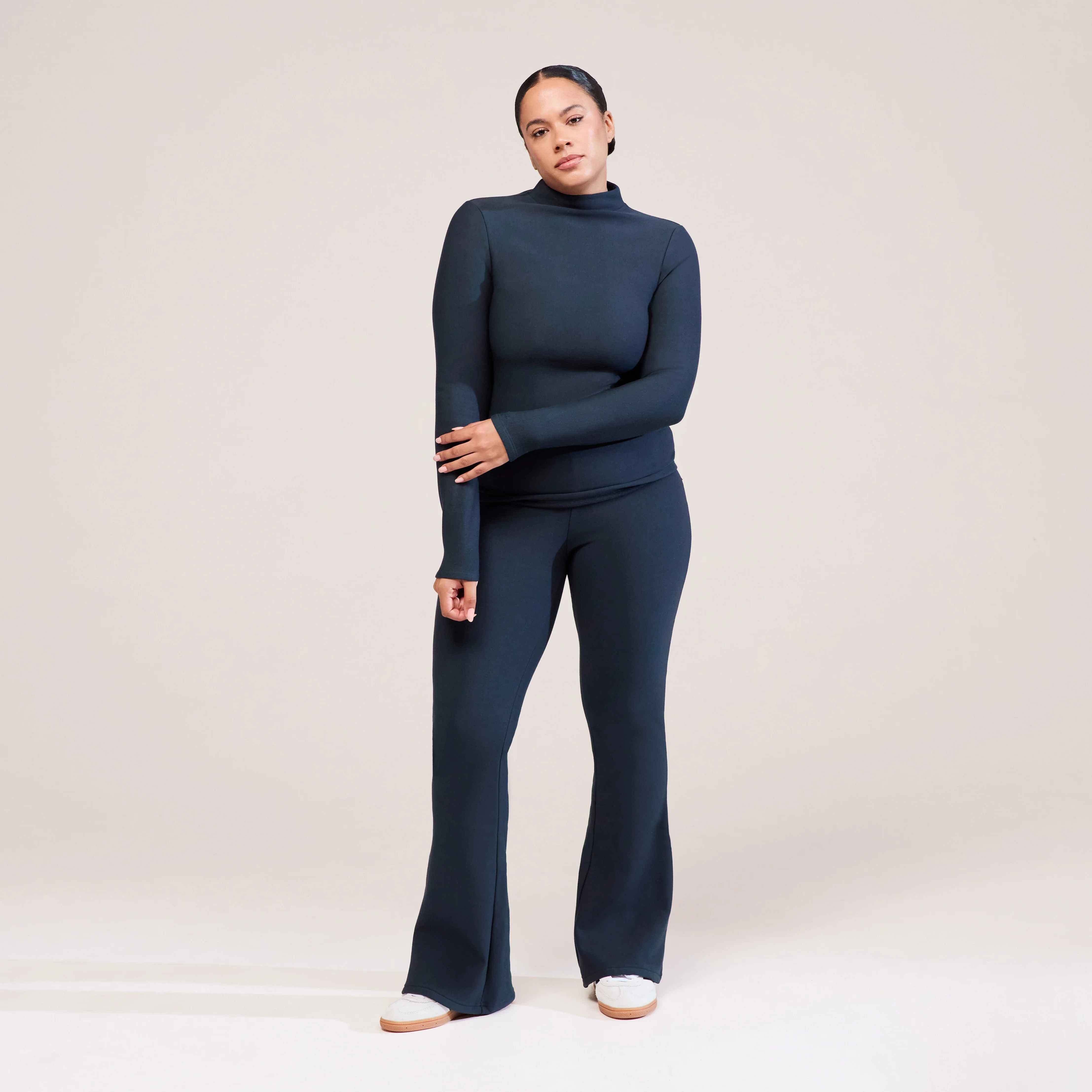 Curve Winter Flare Leggings - Vintage Navy - Image 4