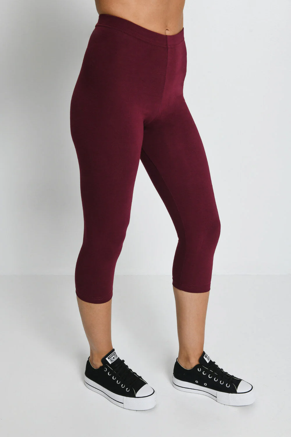 Everyday Cropped Leggings - Burgundy - Image 2