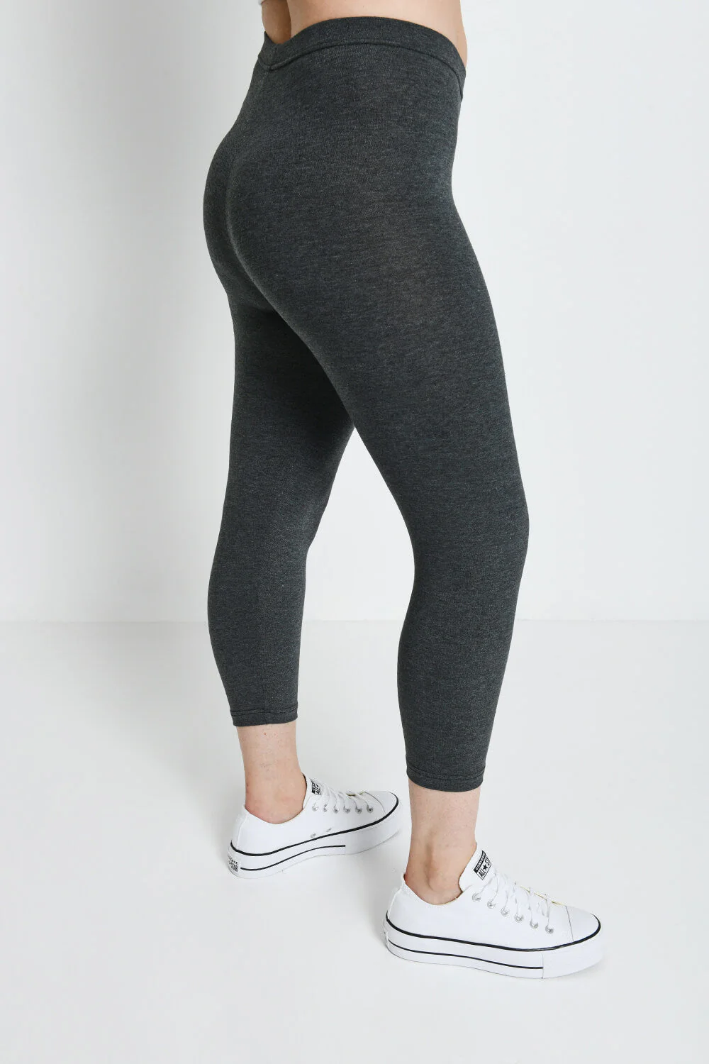 Everyday Cropped Leggings - Dark Grey Marl - Image 4
