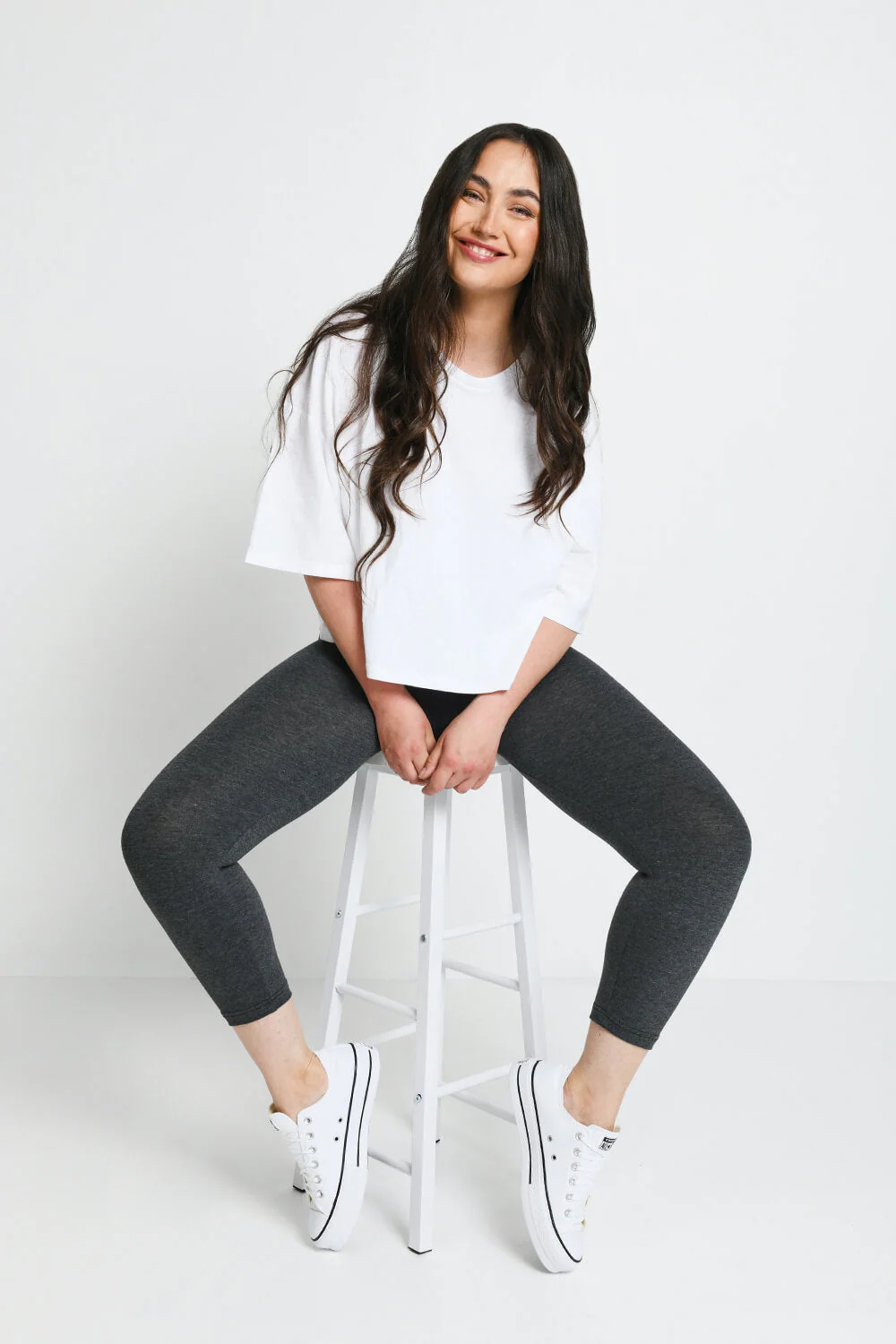 Everyday Cropped Leggings - Dark Grey Marl - Image 6