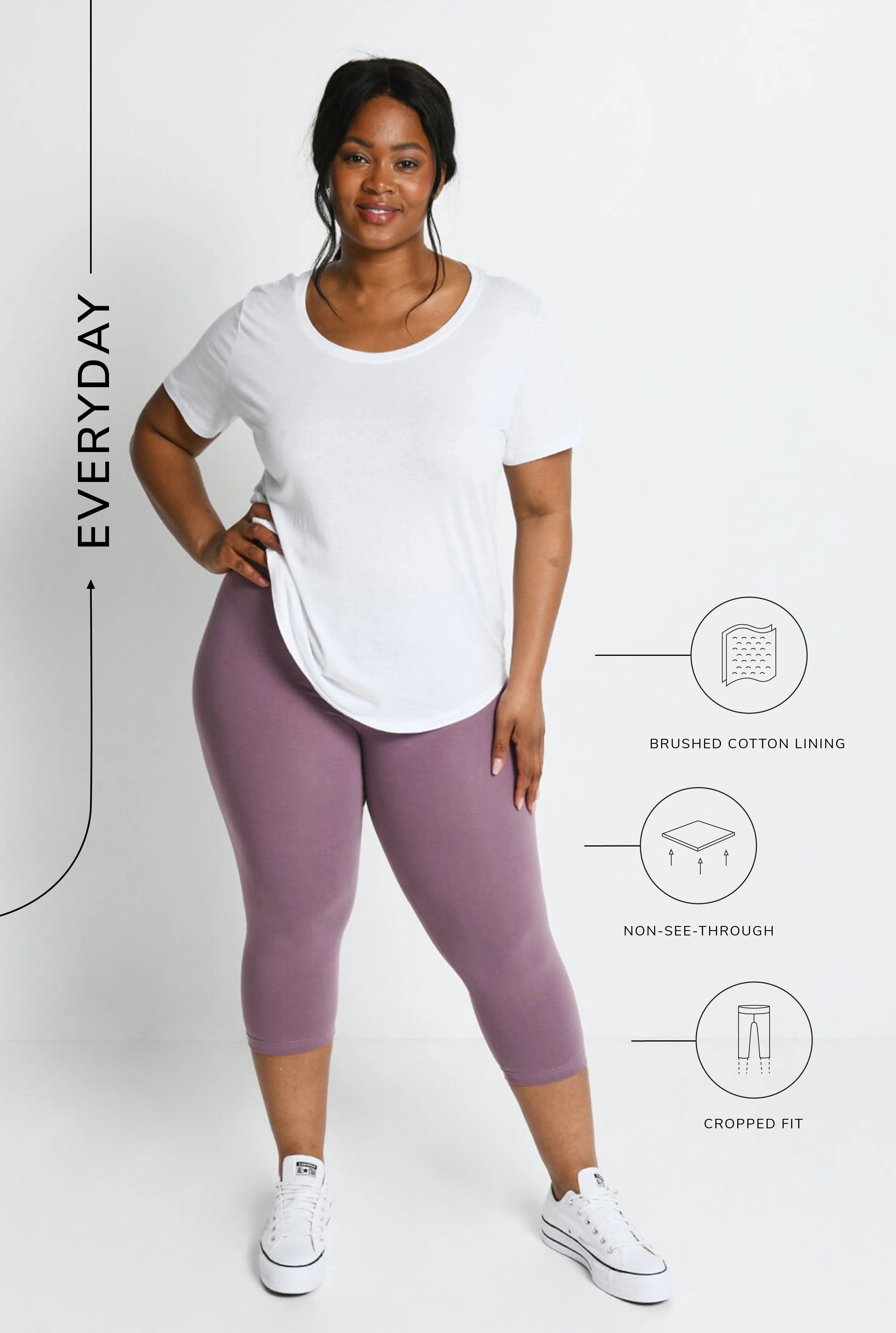 Everyday Cropped Leggings - Elderberry Purple - Image 3