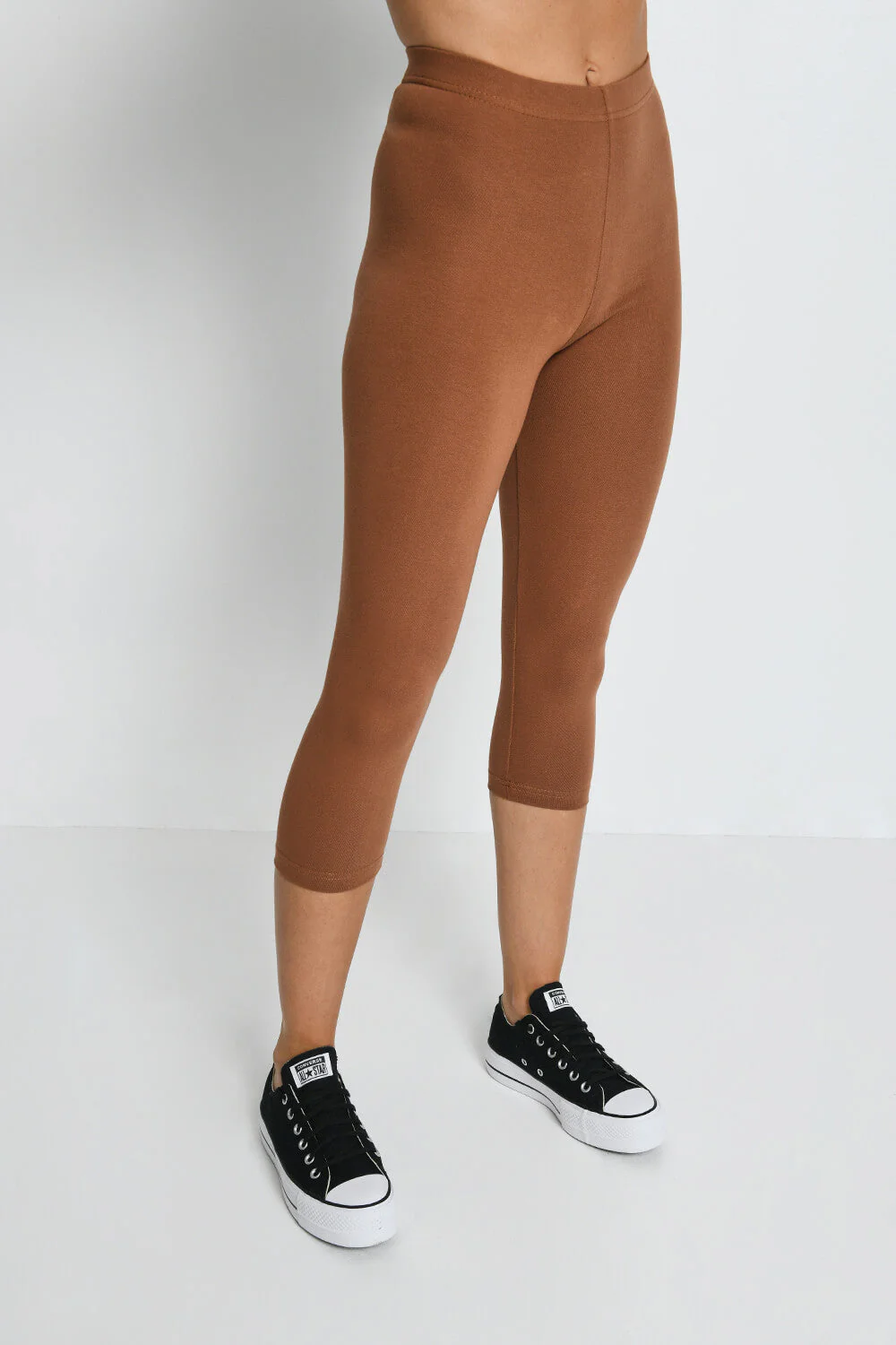 Everyday Cropped Leggings - Mocha Brown - Image 2