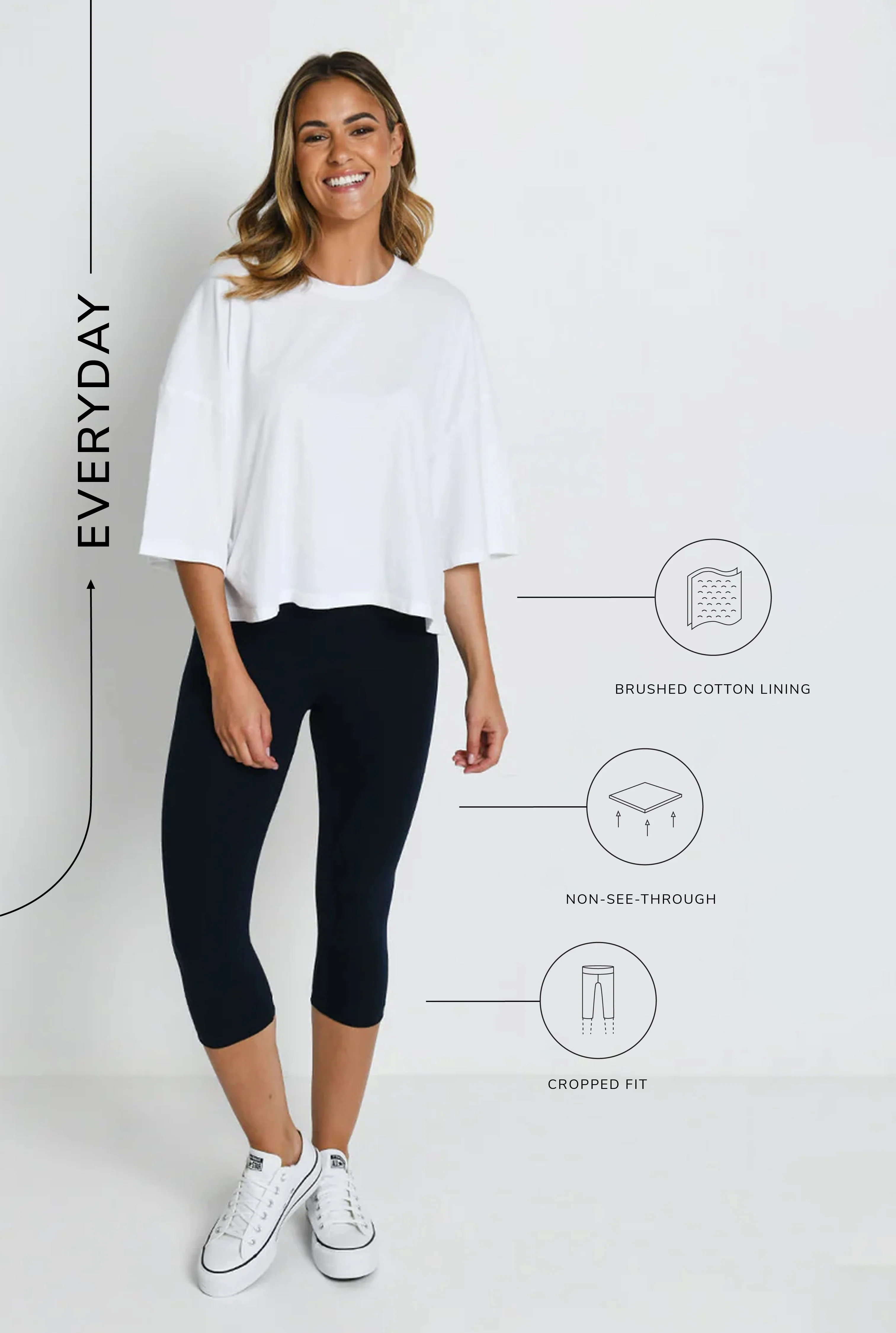 Everyday Cropped Leggings - Navy Blue - Image 3