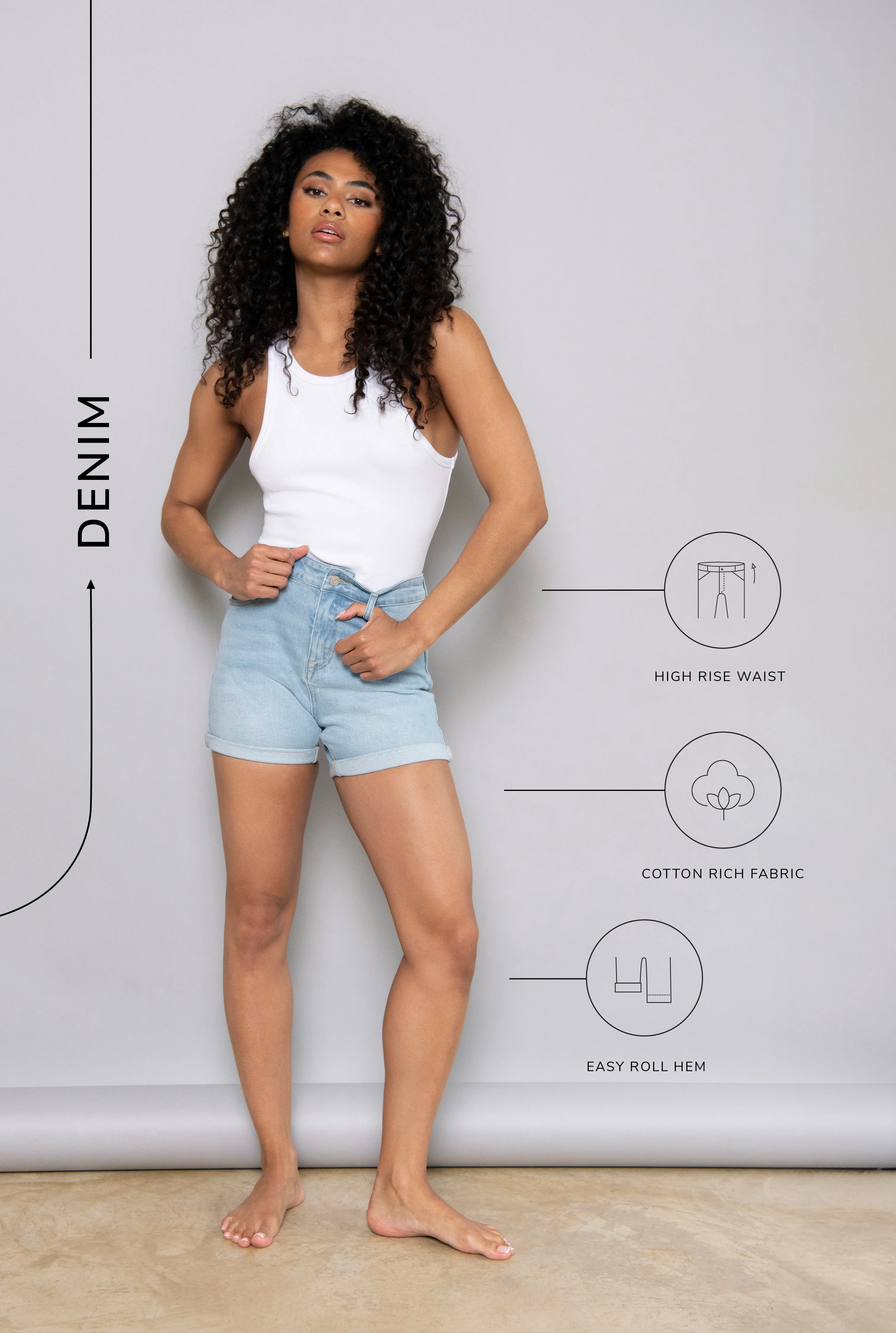 Everyday Denim Shorts - Light Blue - Image 3
