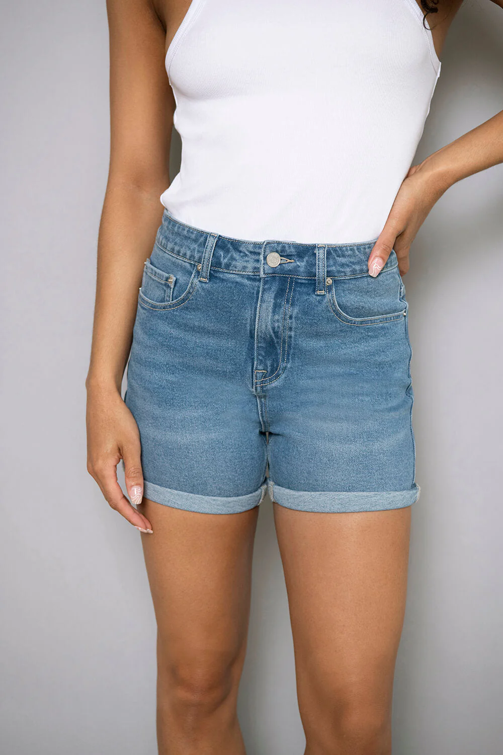 Everyday Denim Shorts - Mid Blue - Image 5