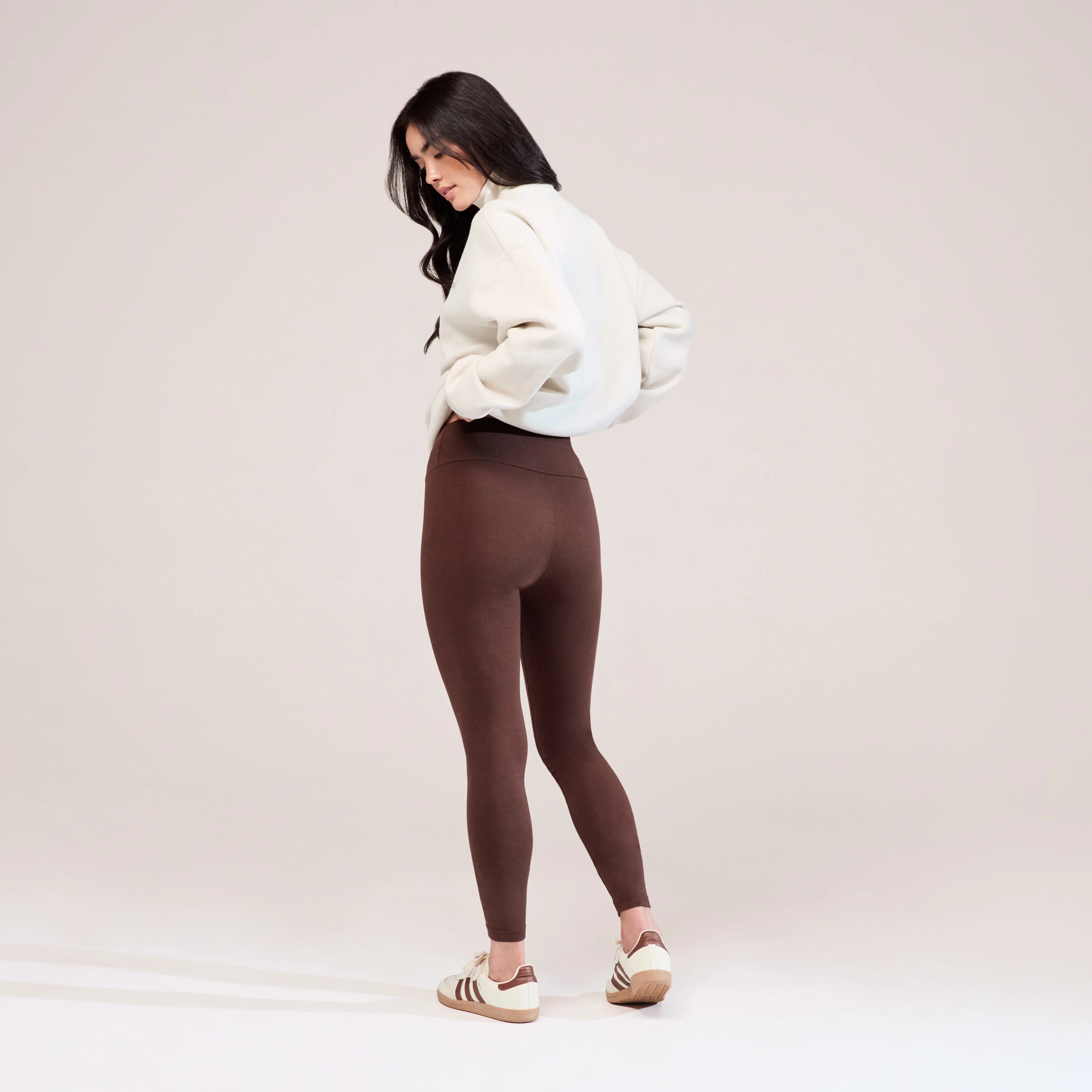 Everyday High Waisted Leggings - Chocolate Brown - Image 3