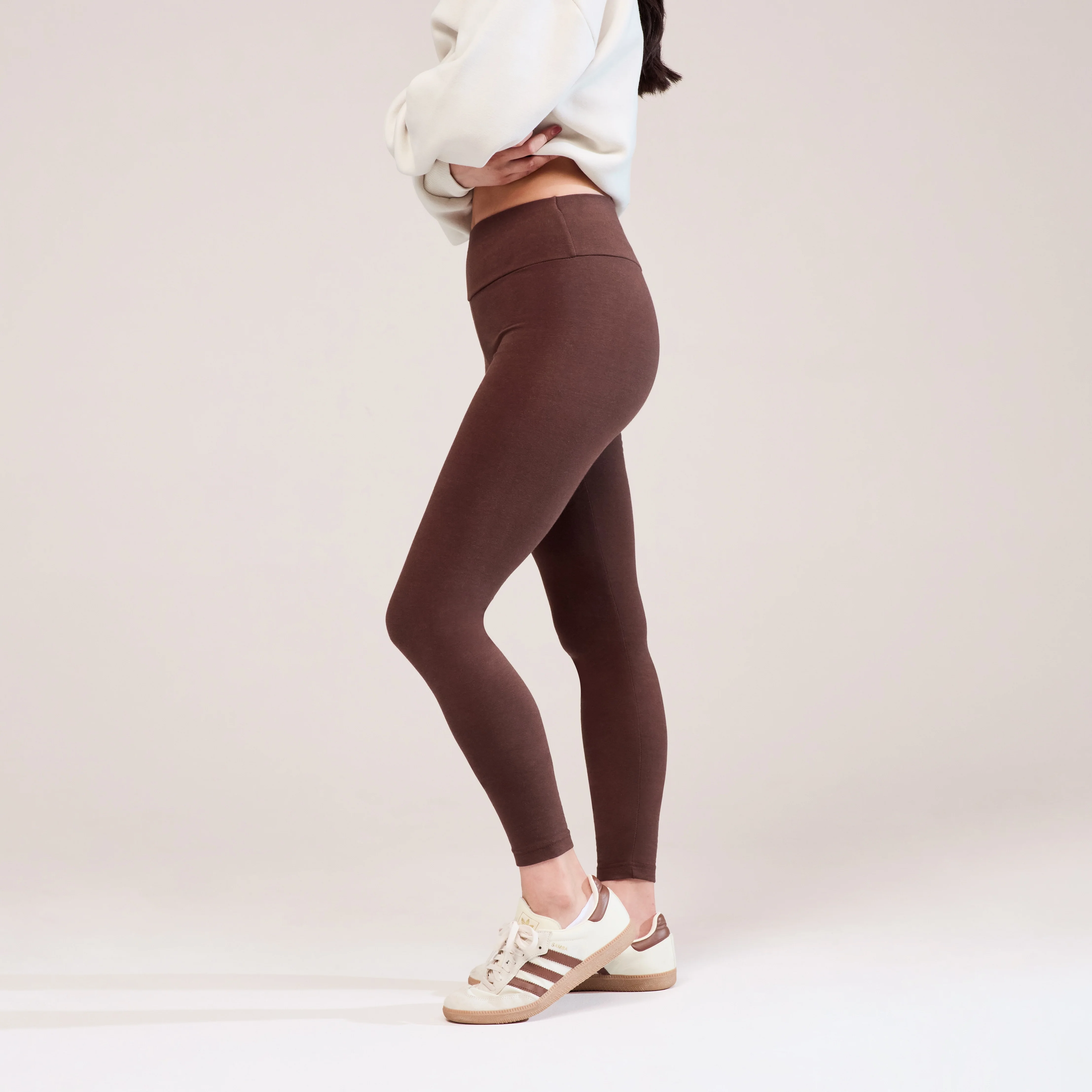 Everyday High Waisted Leggings - Chocolate Brown - Image 4