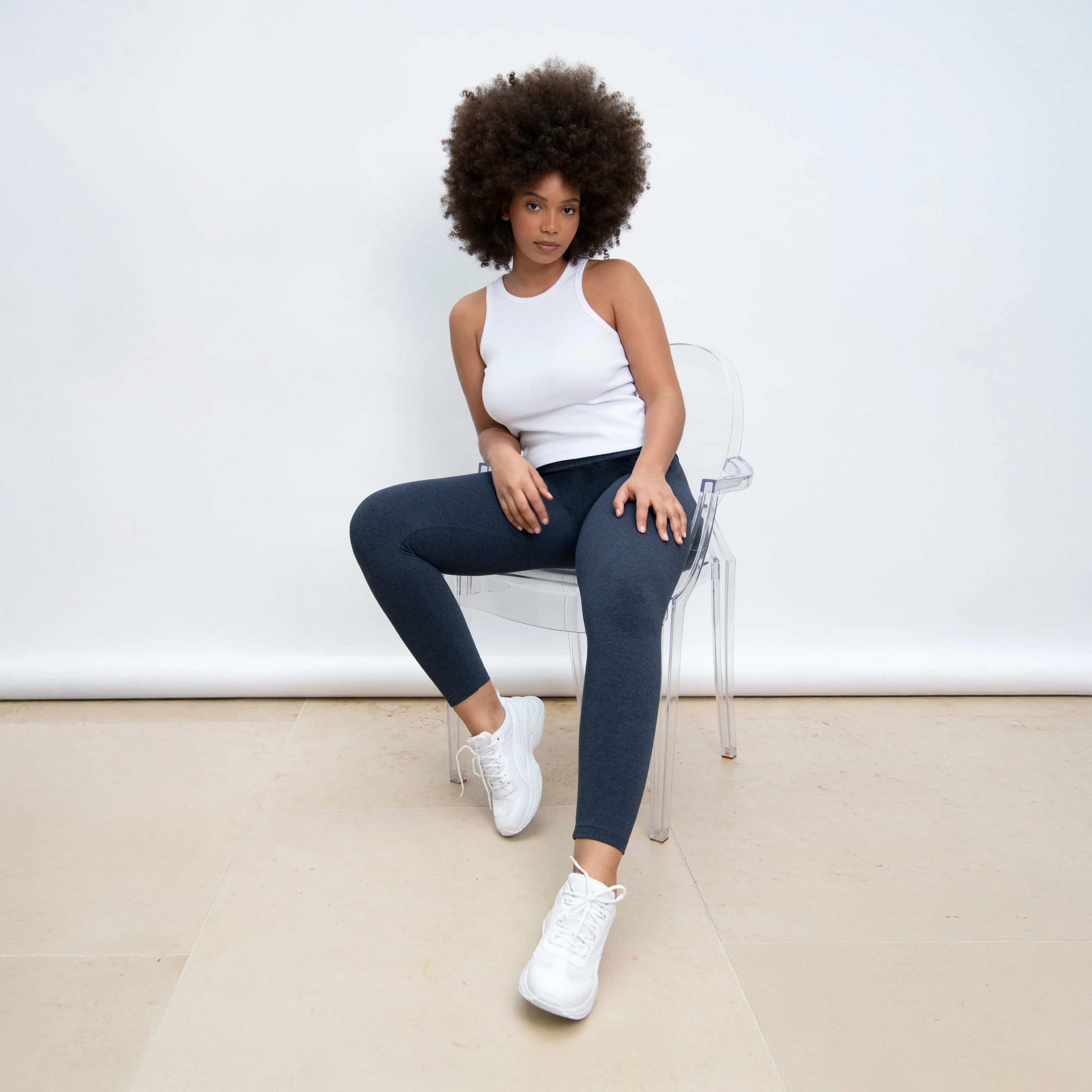 Everyday High Waisted Leggings - Infinity Blue Marl - Image 2