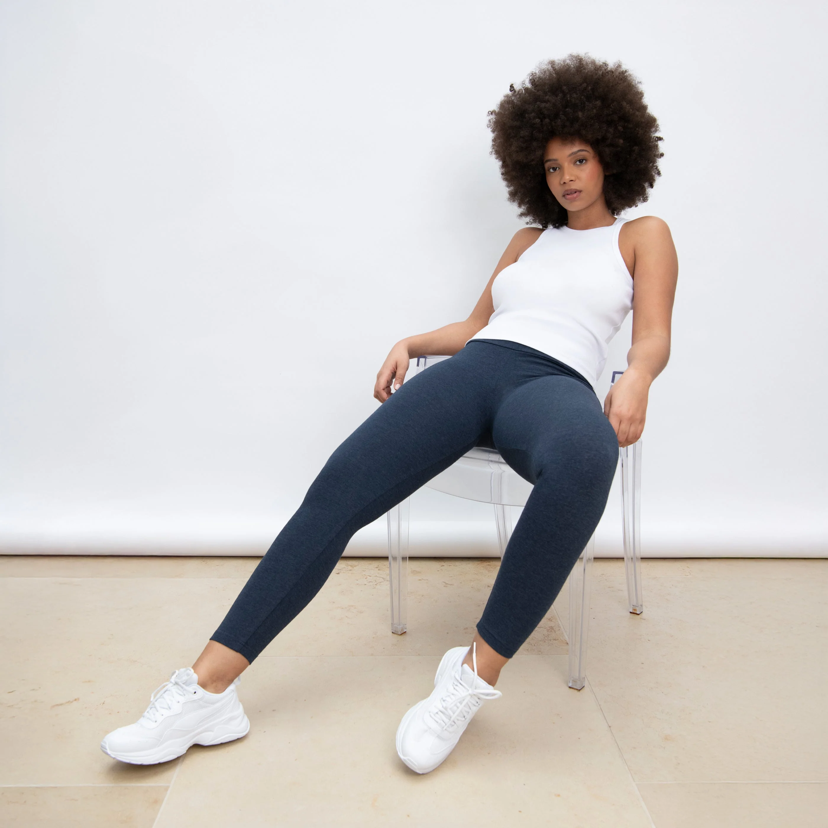 Everyday High Waisted Leggings - Infinity Blue Marl - Image 6