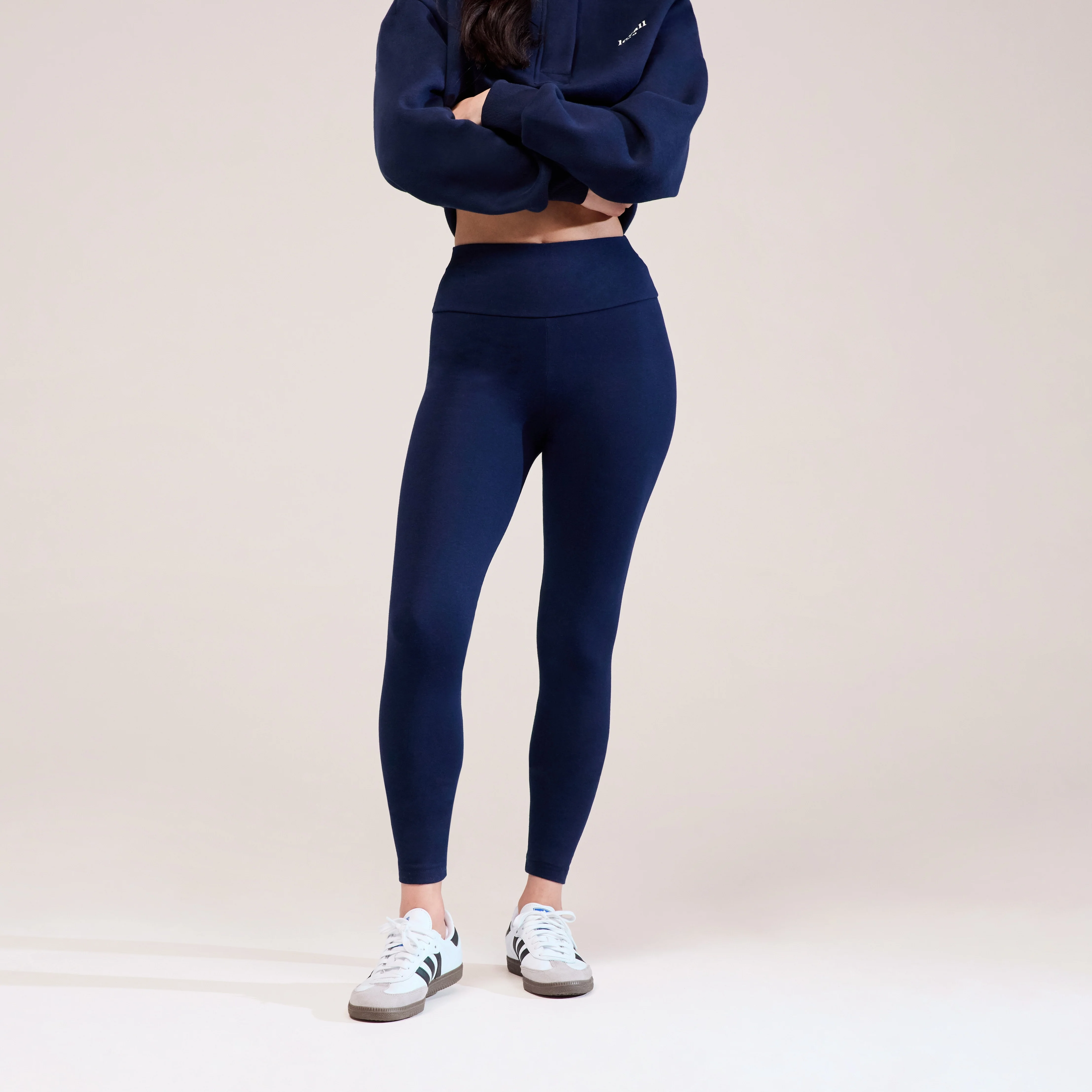 Everyday High Waisted Leggings - Navy Blue - Image 4