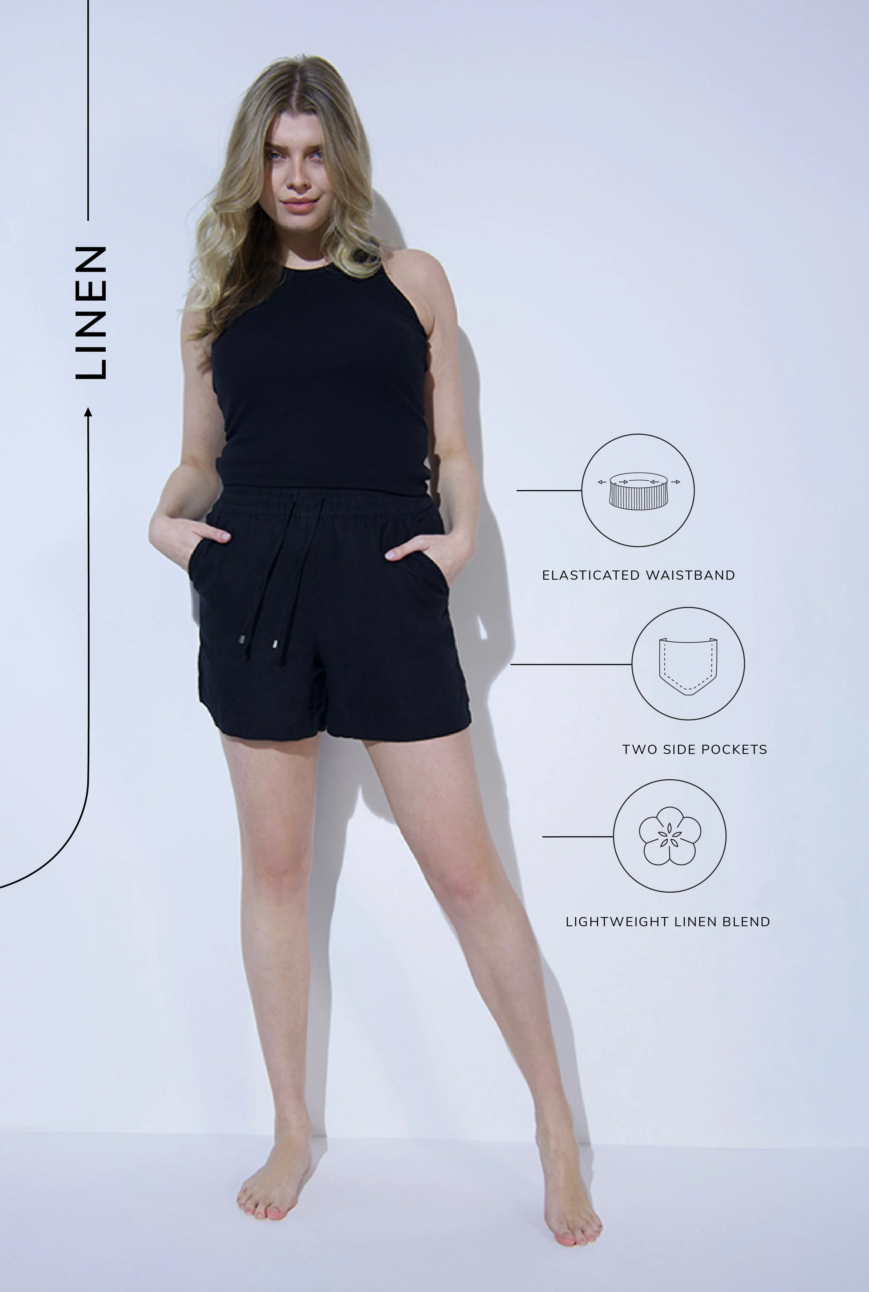 Everyday Linen Shorts - Black - Image 3