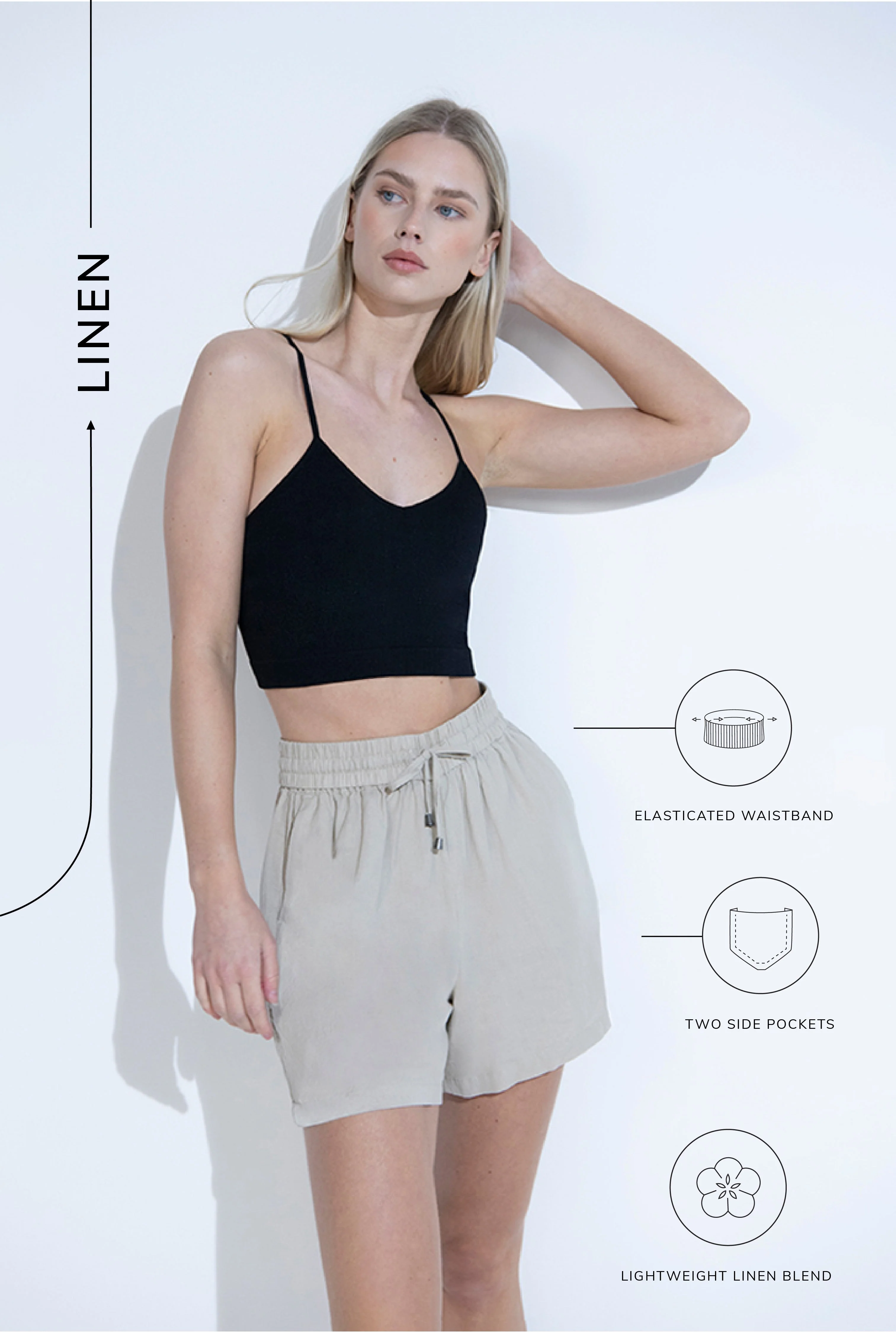 Everyday Linen Shorts - Stone - Image 3
