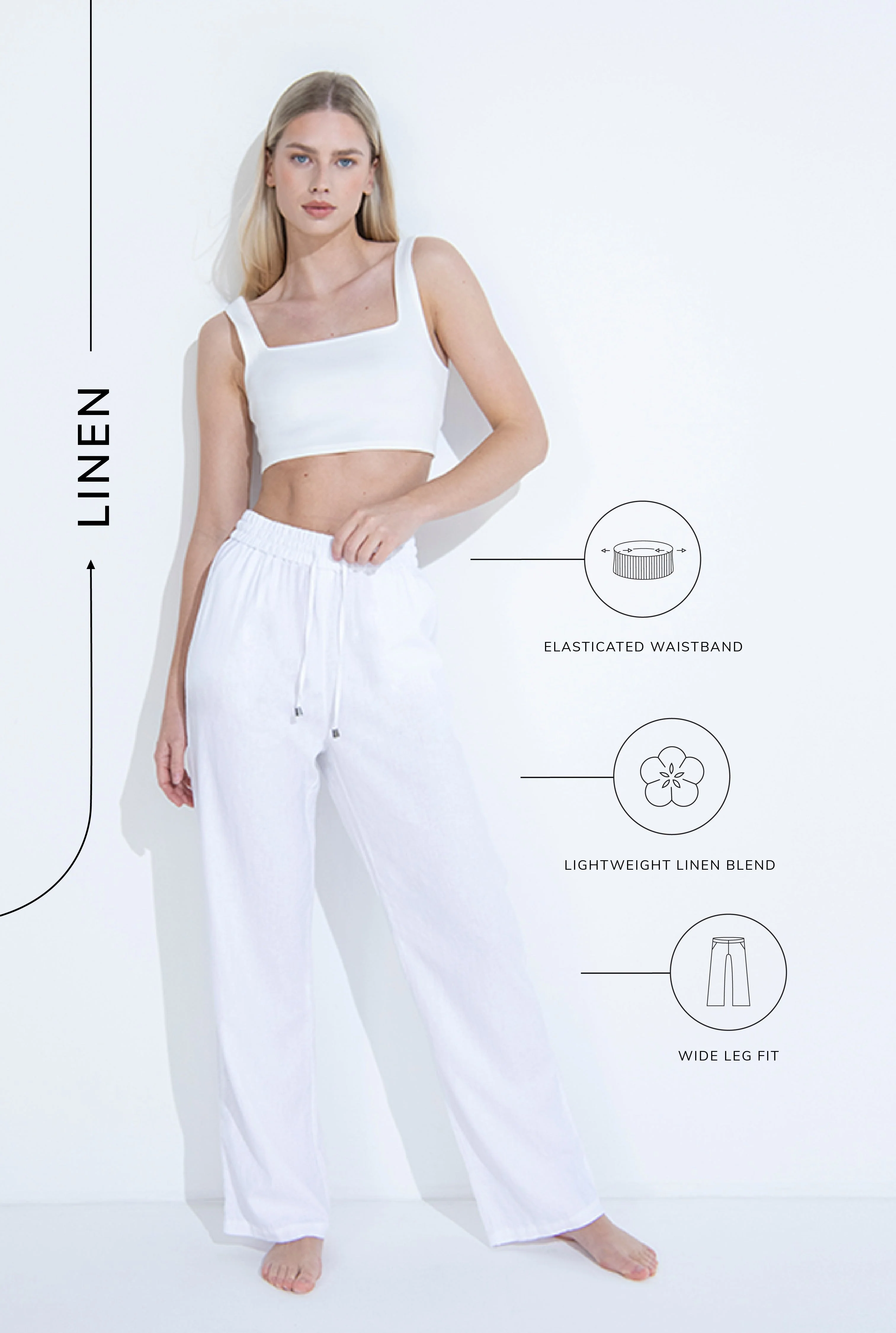 Everyday Linen Trousers - White - Image 3