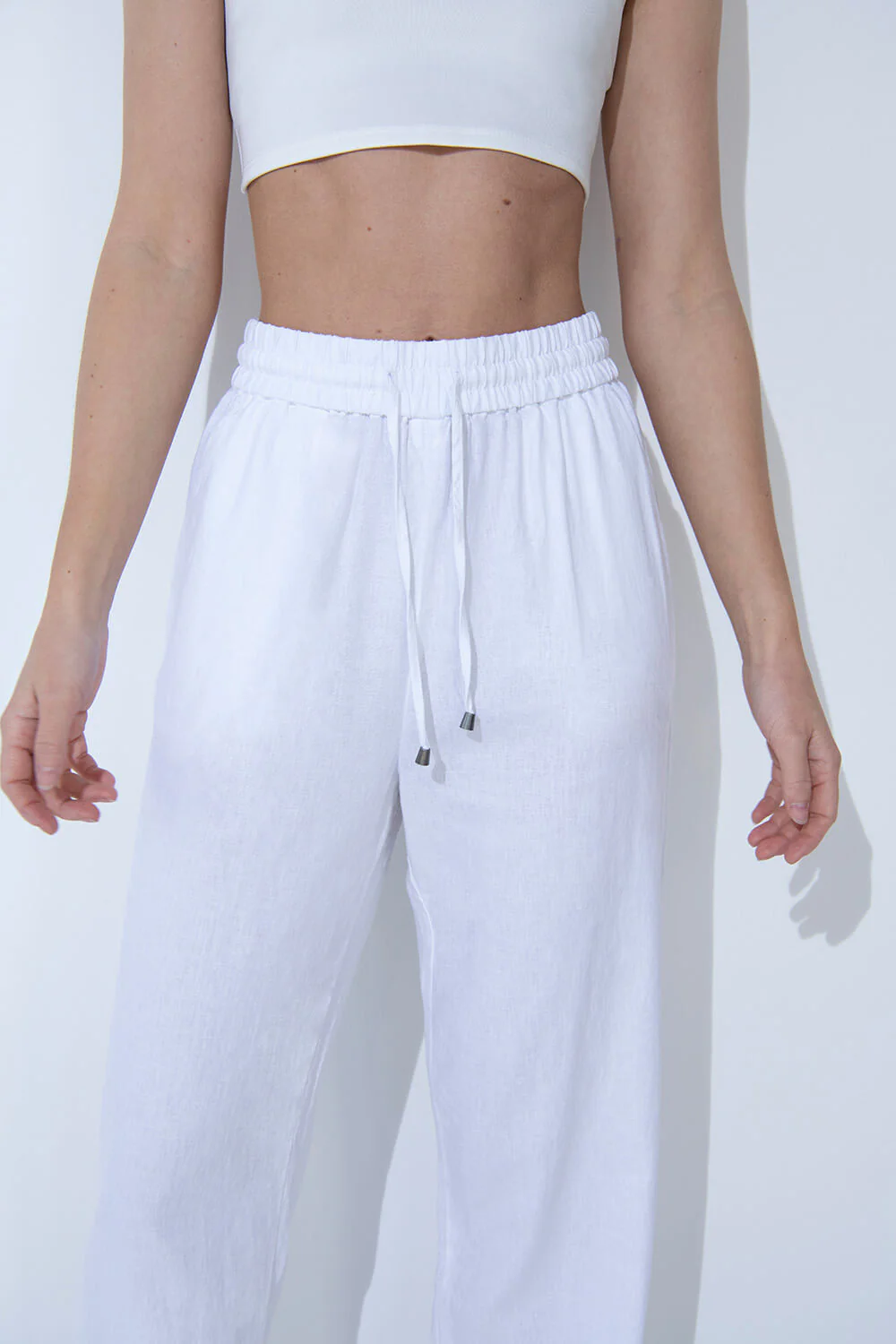 Everyday Linen Trousers - White - Image 4