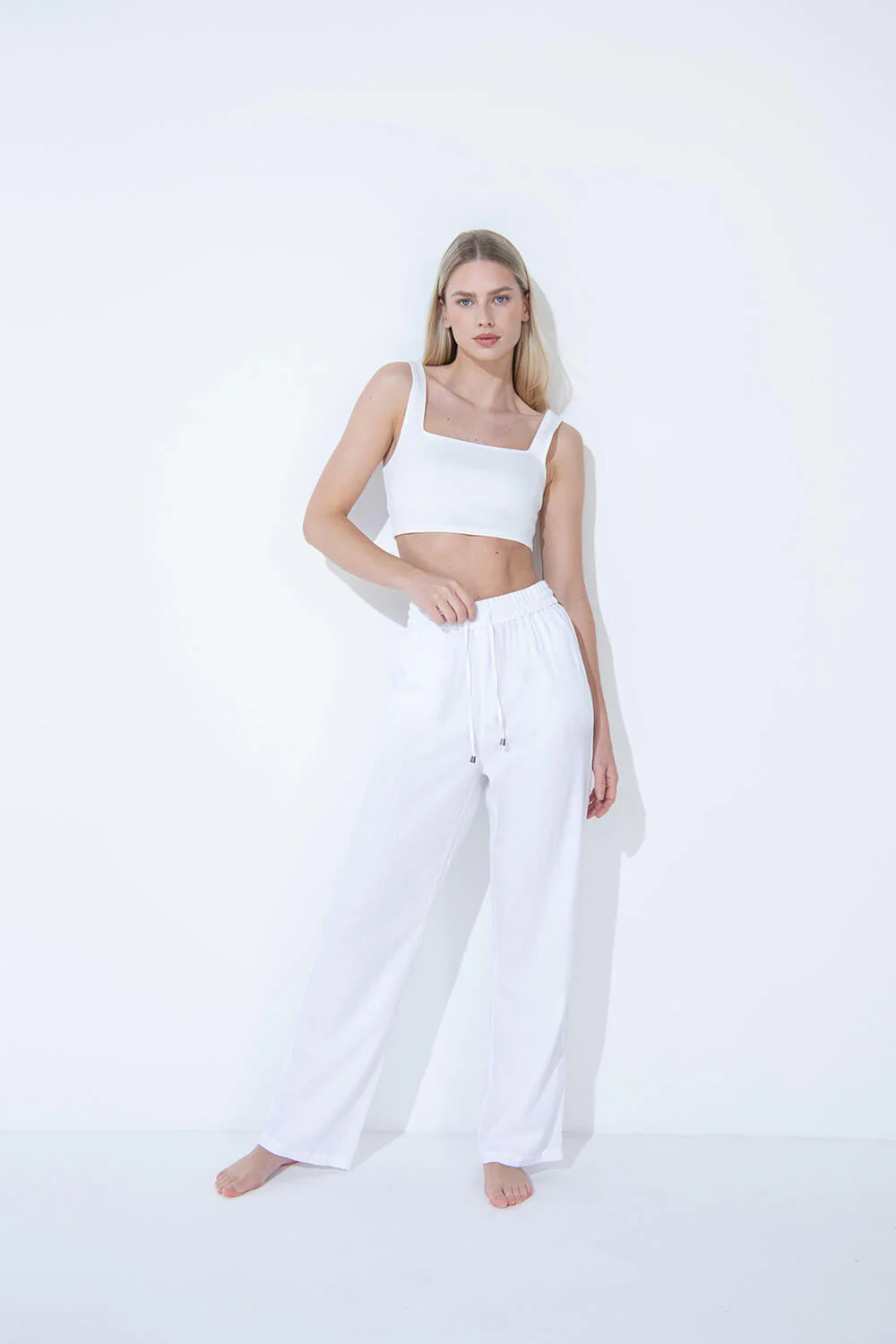 Everyday Linen Trousers - White - Image 6
