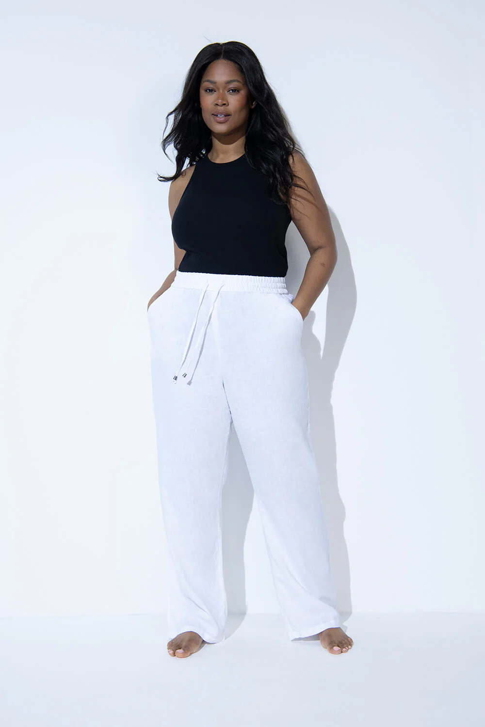 Everyday Linen Trousers - White - Image 7