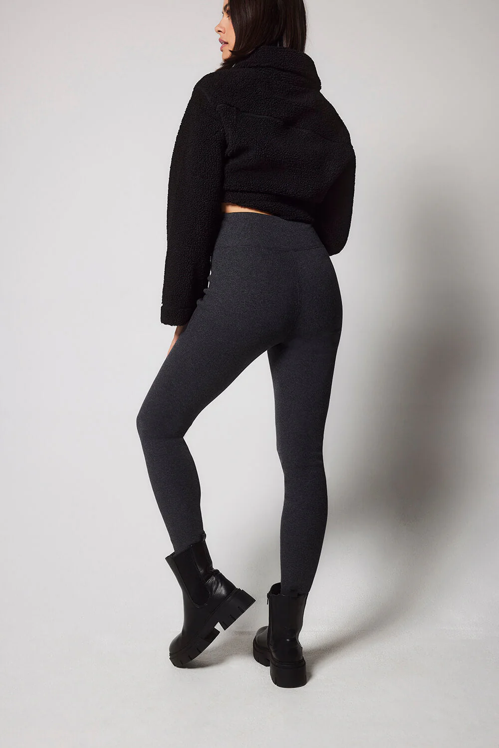 Extreme Fleece Lined Leggings - Dark Grey Marl - Image 2