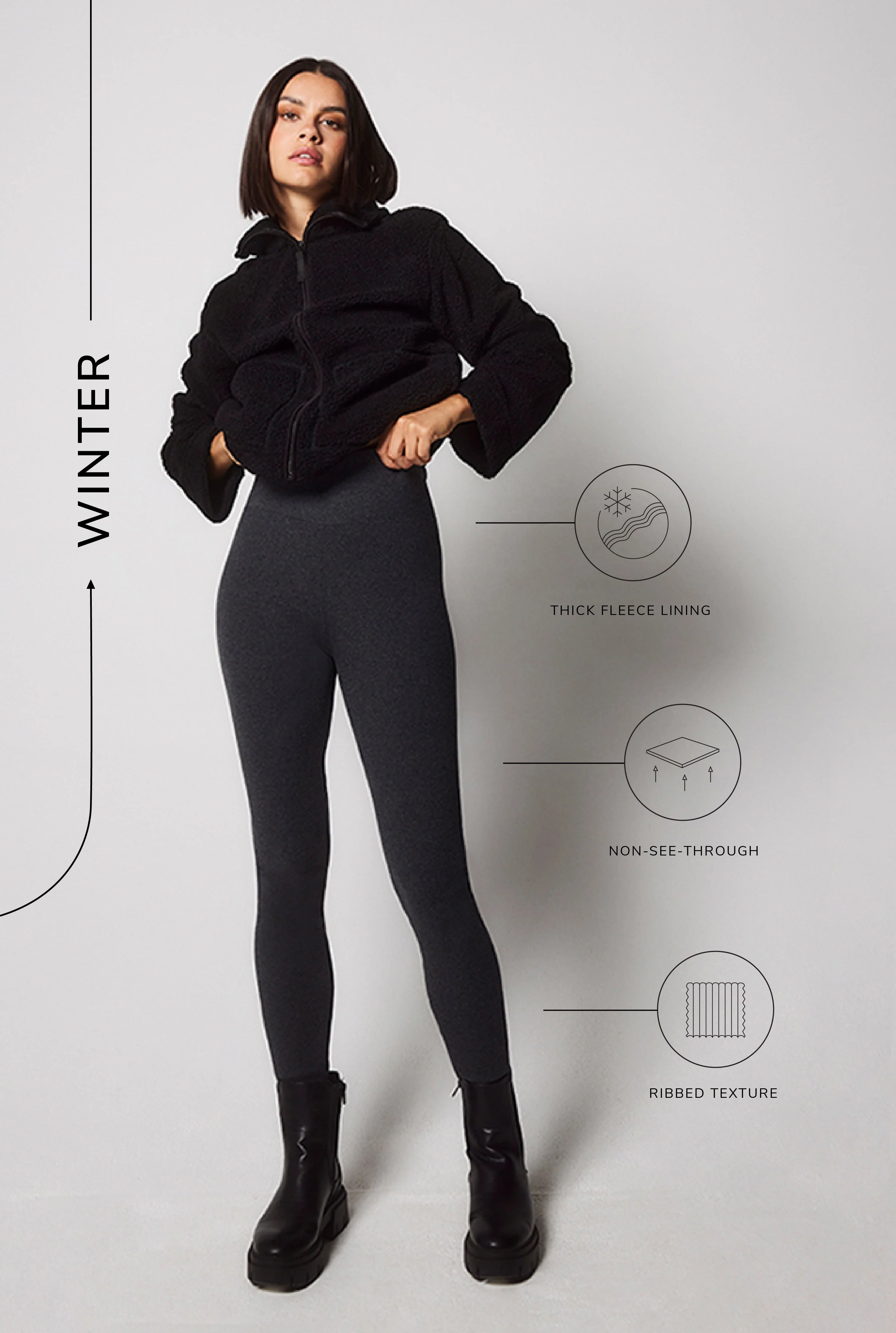 Extreme Fleece Lined Leggings - Dark Grey Marl - Image 3