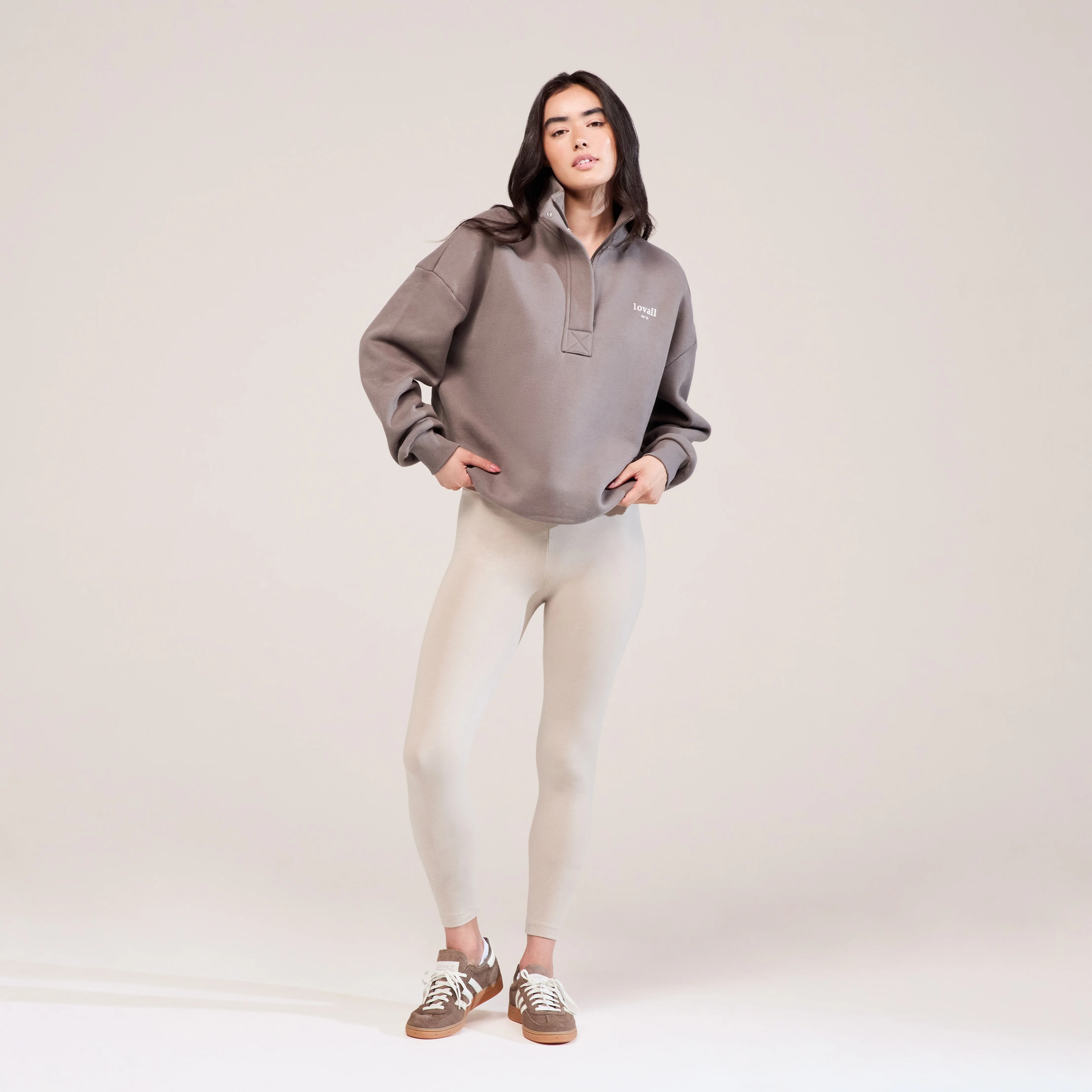 Heavyweight 1/4 Zip Sweatshirt - Mocha - Image 2
