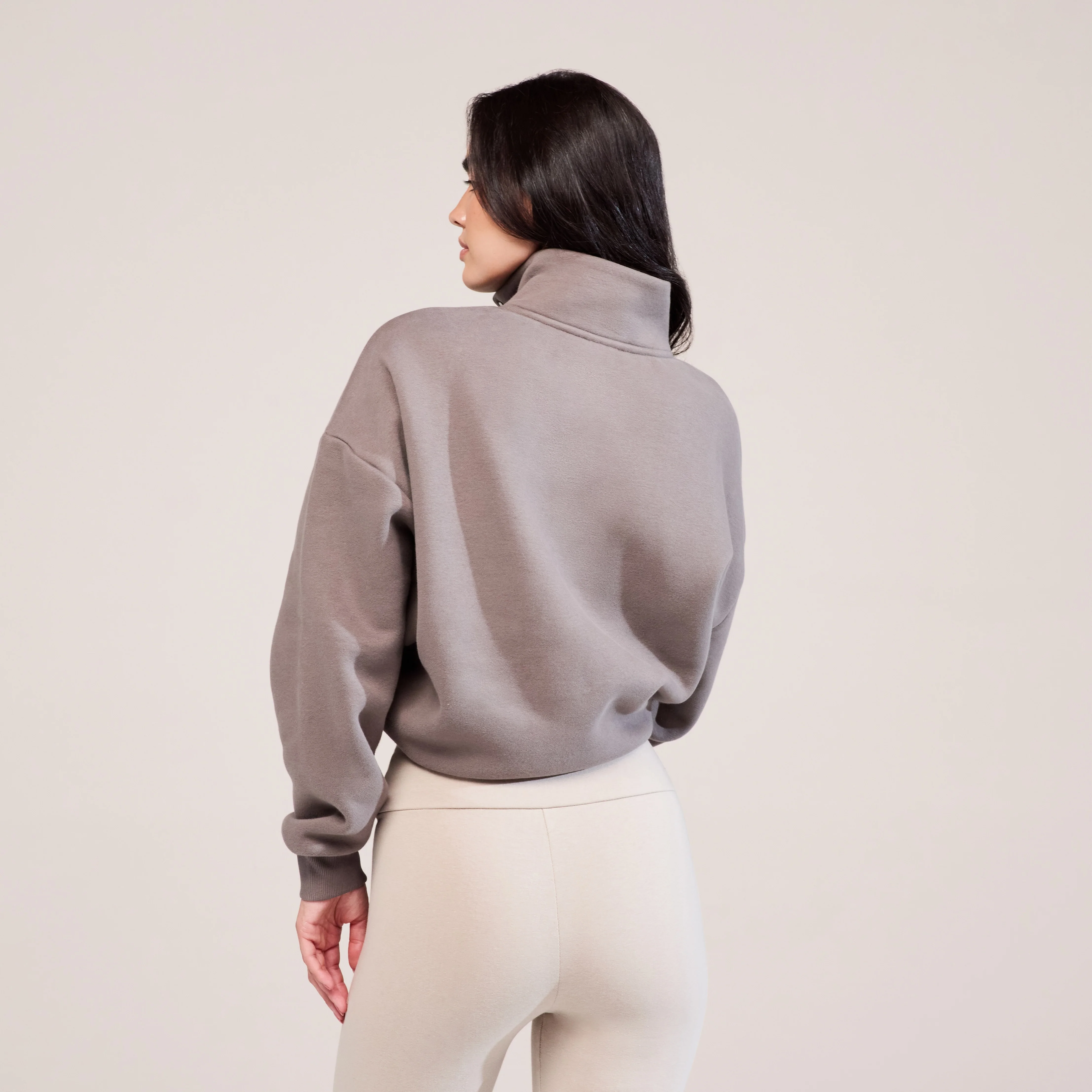 Heavyweight 1/4 Zip Sweatshirt - Mocha - Image 3