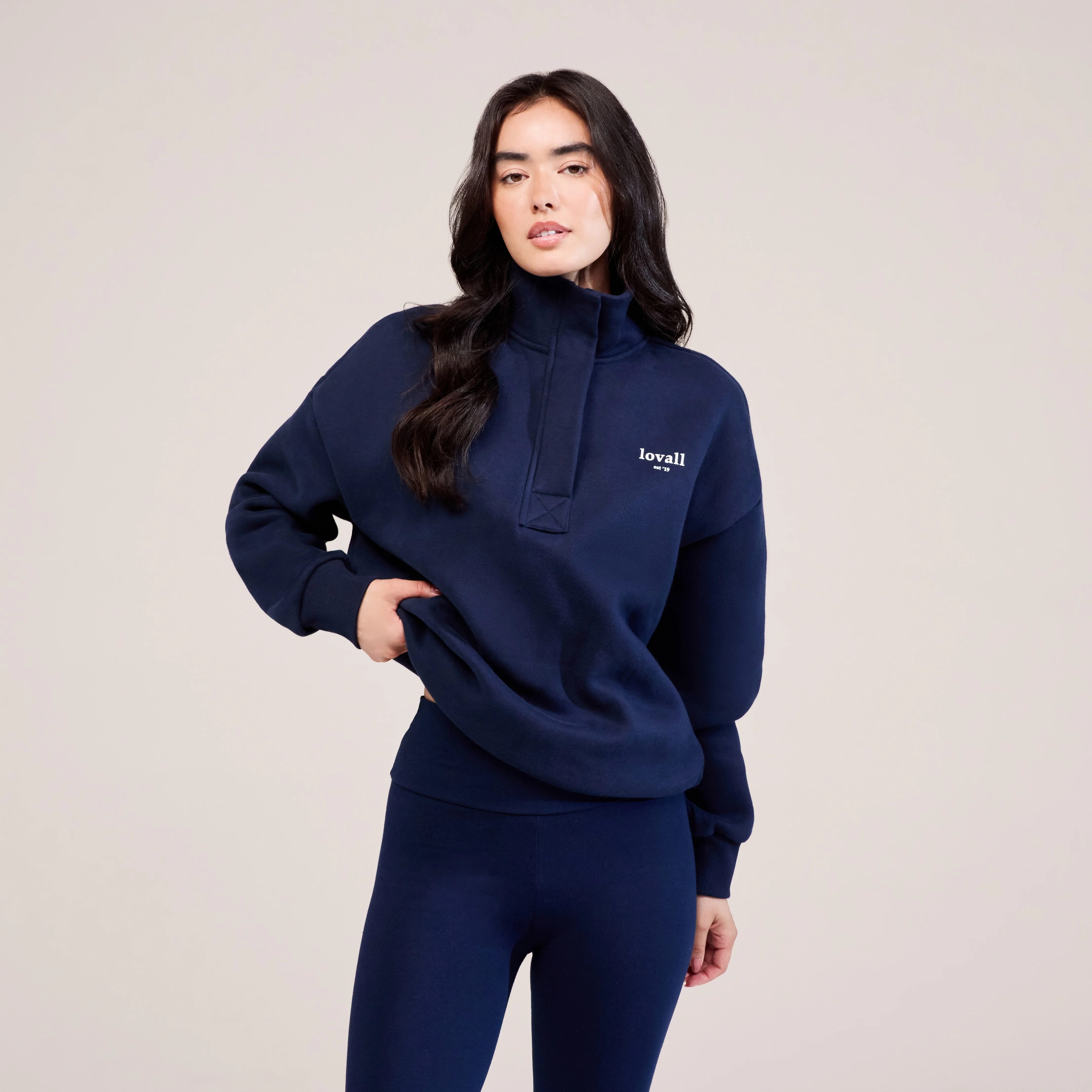 Heavyweight 1/4 Zip Sweatshirt - Navy - Image 2