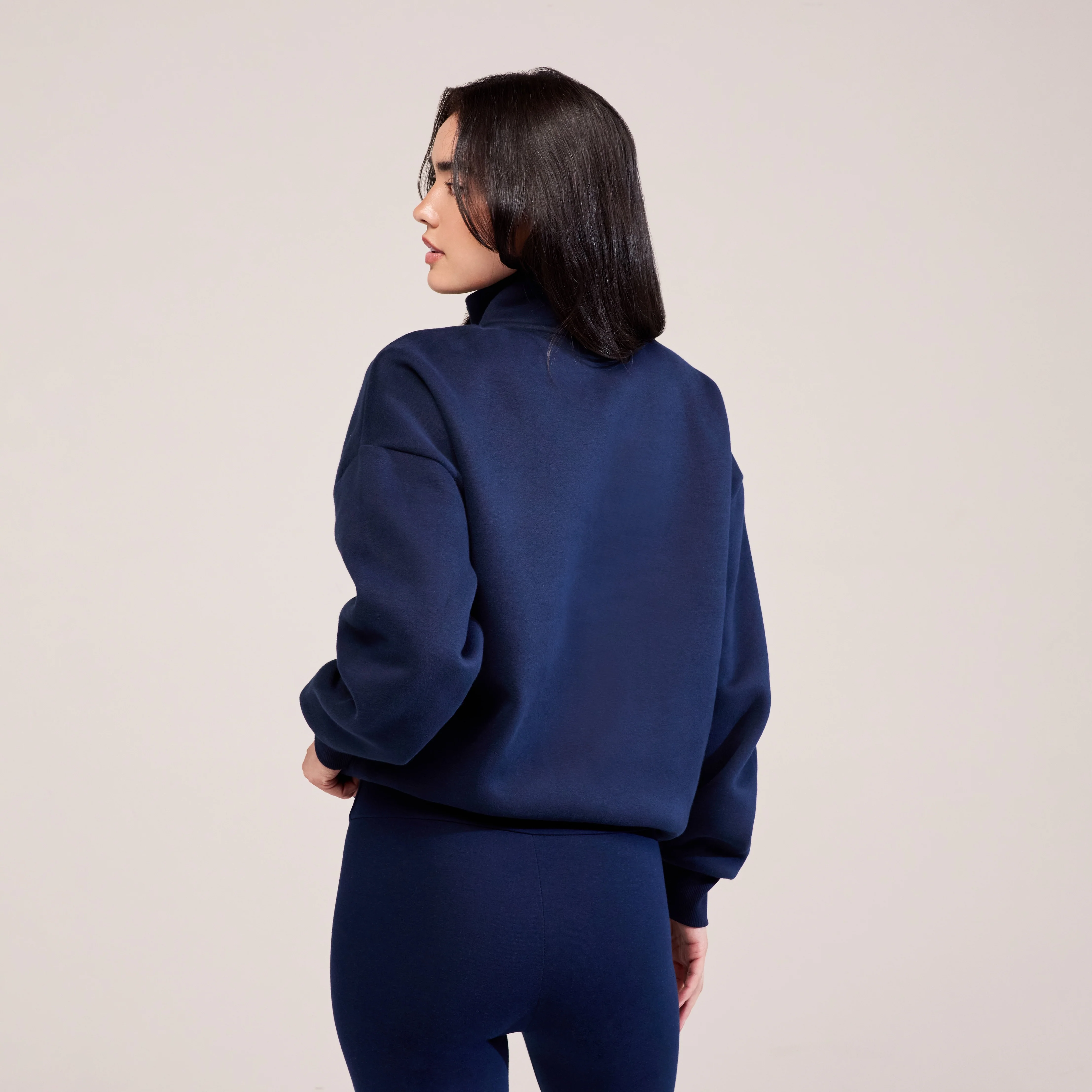 Heavyweight 1/4 Zip Sweatshirt - Navy - Image 3
