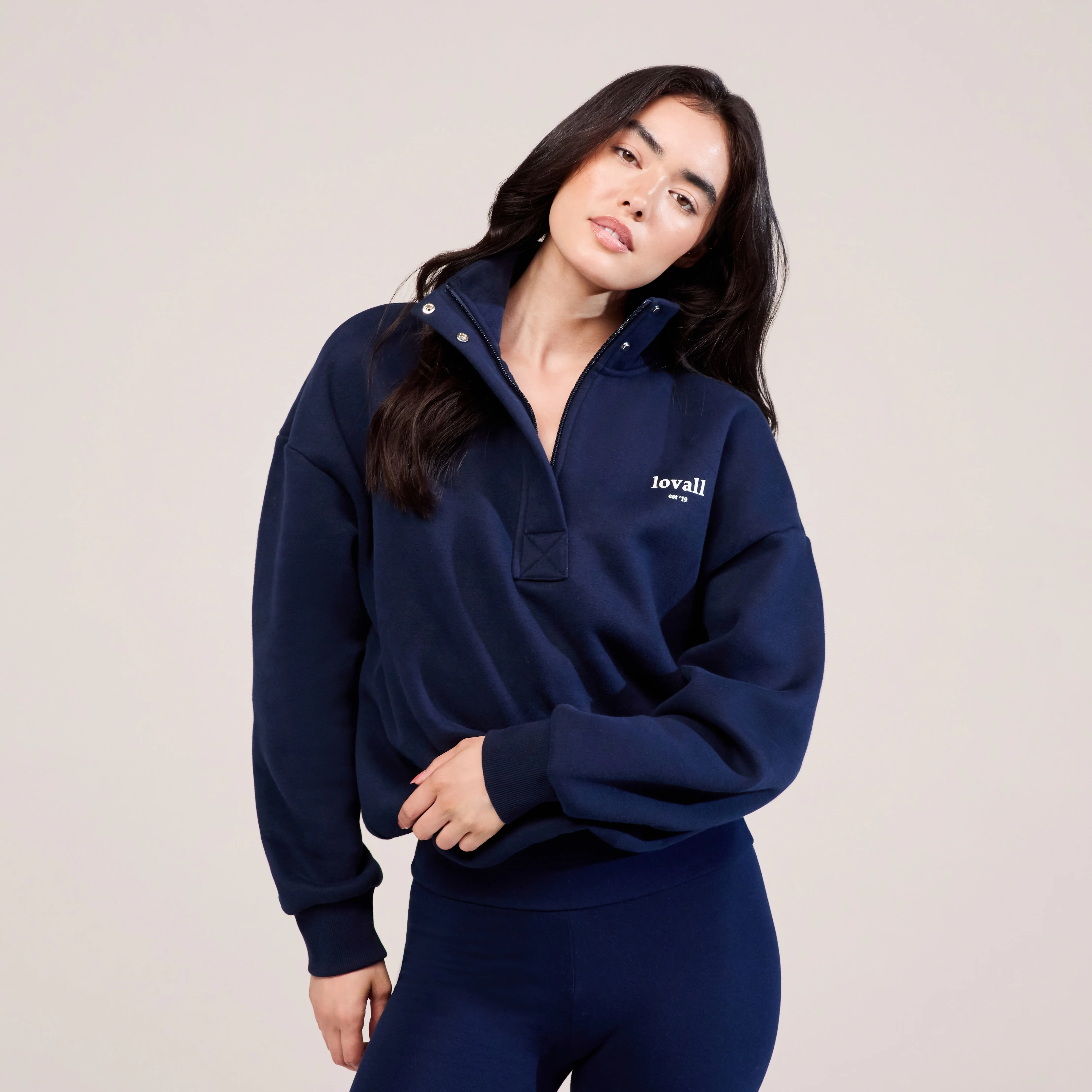 Heavyweight 1/4 Zip Sweatshirt - Navy - Image 5