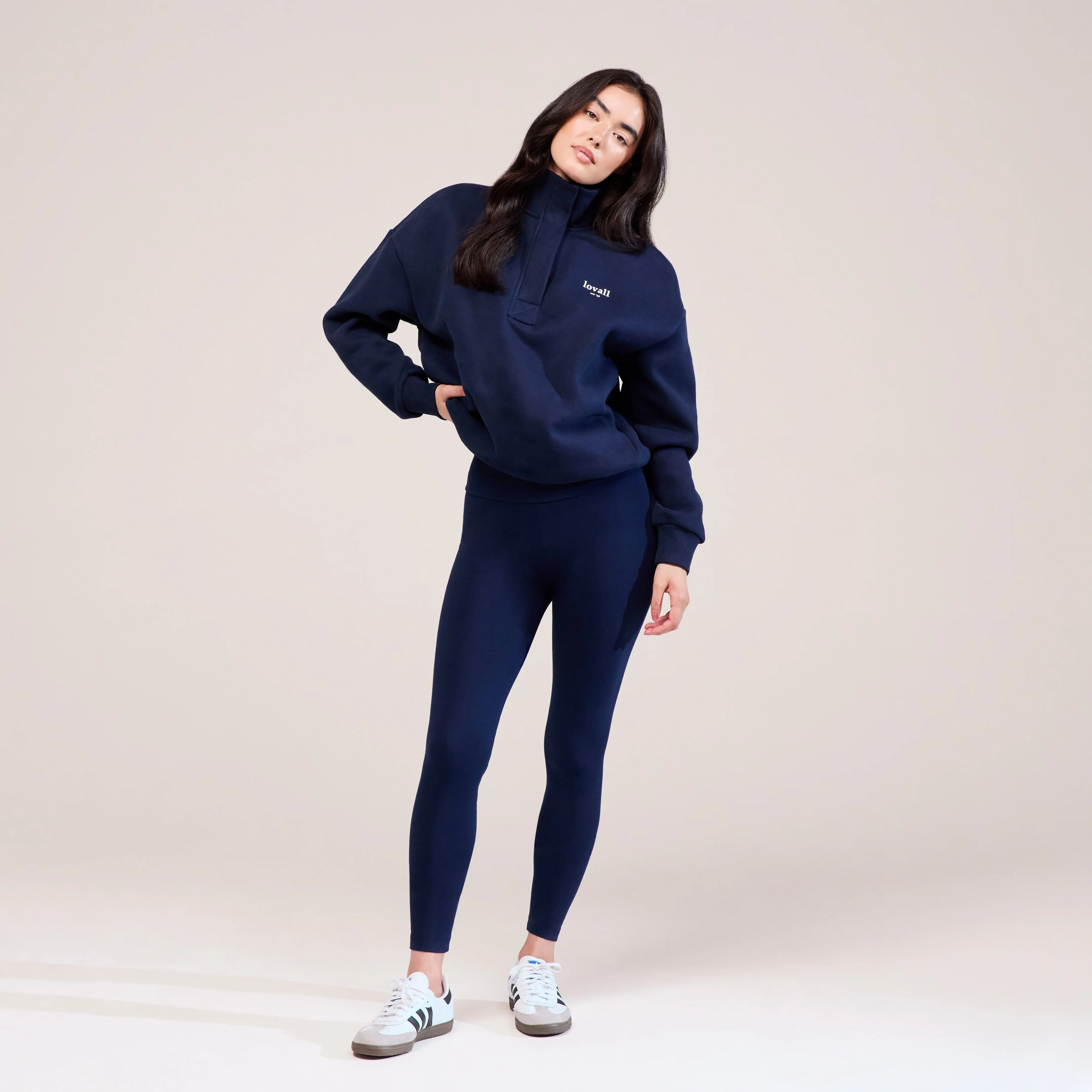 Heavyweight 1/4 Zip Sweatshirt - Navy - Image 6