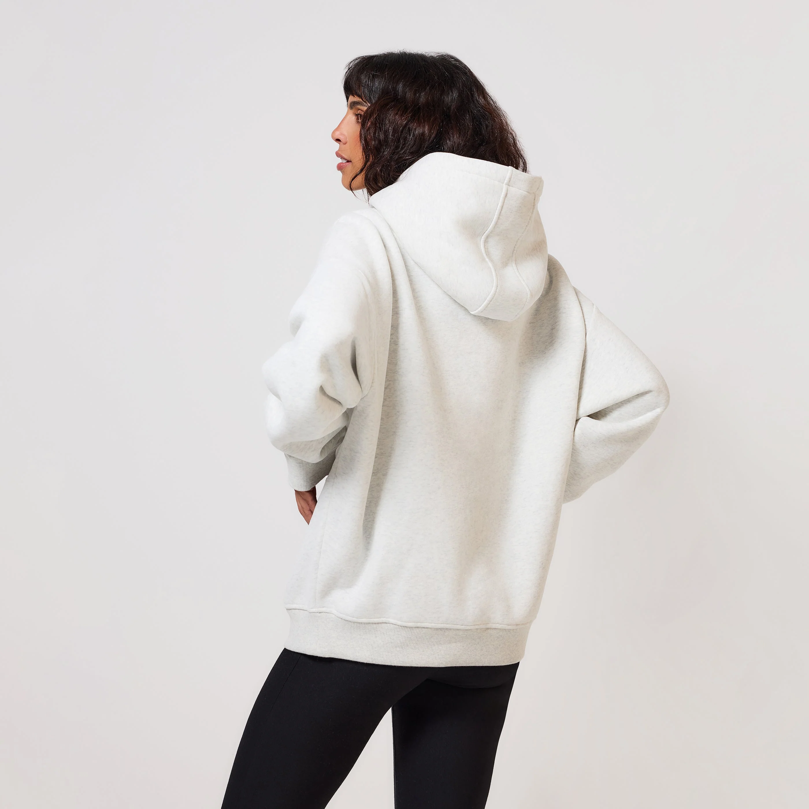 Heavyweight Oversized Hoodie - Light Grey Marl - Image 3