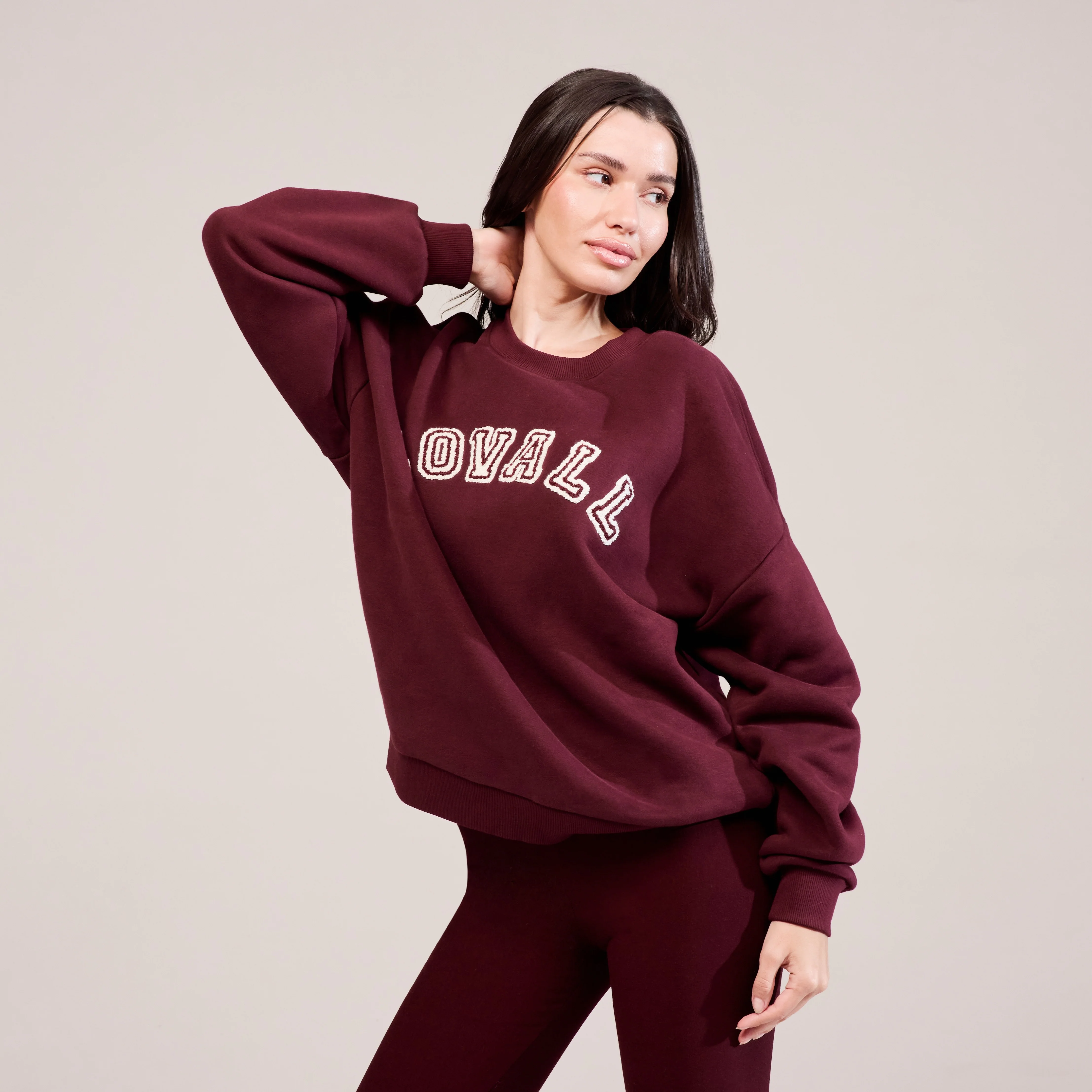 Heavyweight Oversized Sweatshirt Campus - Burgundy - Image 2