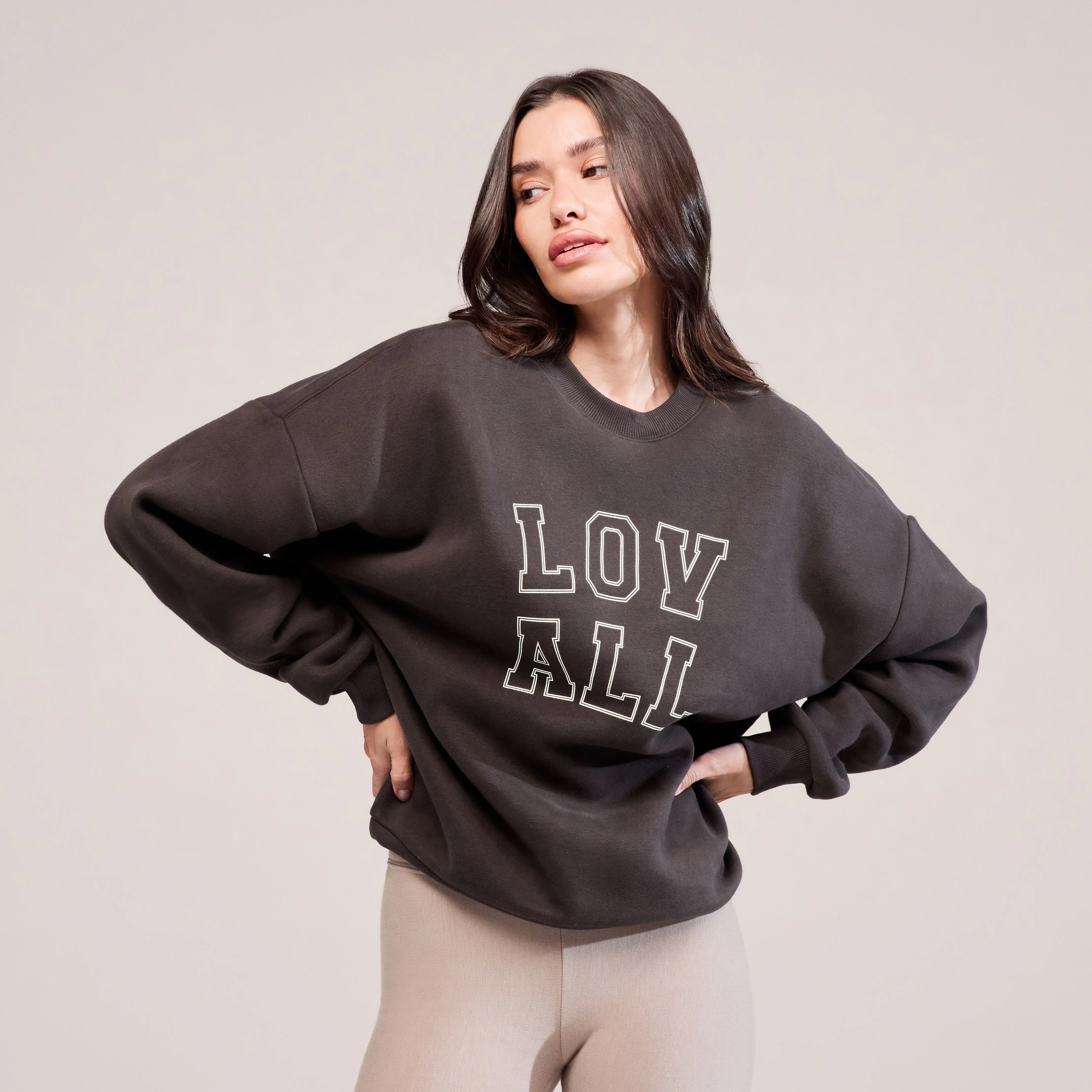 Heavyweight Oversized Sweatshirt Varsity - Black Coffee